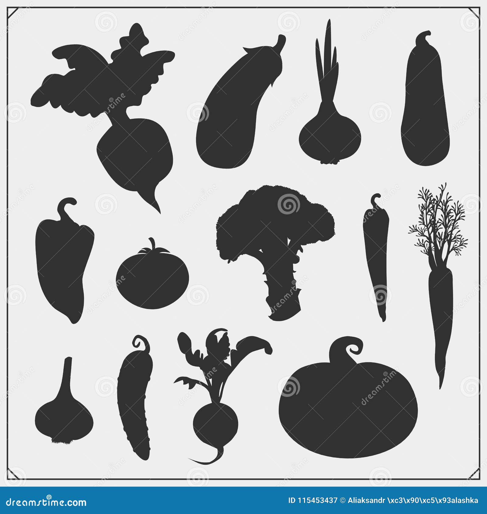 Vegetables Silhouettes Cartoon Vector | CartoonDealer.com #4448833