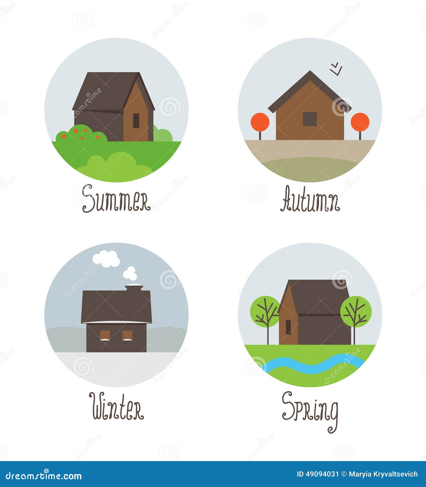 Vector Set of Village Houses Icons Stock Vector - Illustration of rent ...