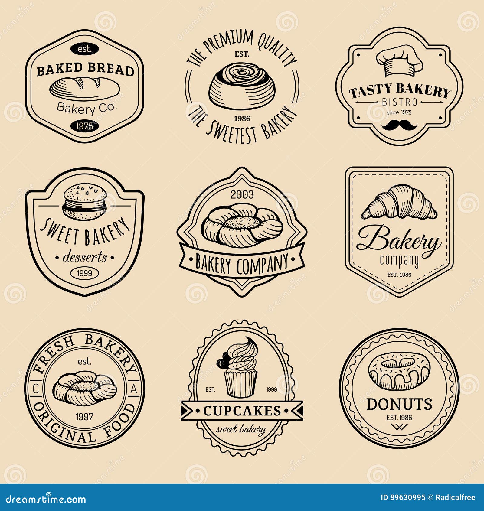 Vector Set of Vintage Bakery Logos. Retro Emblems Collection with ...