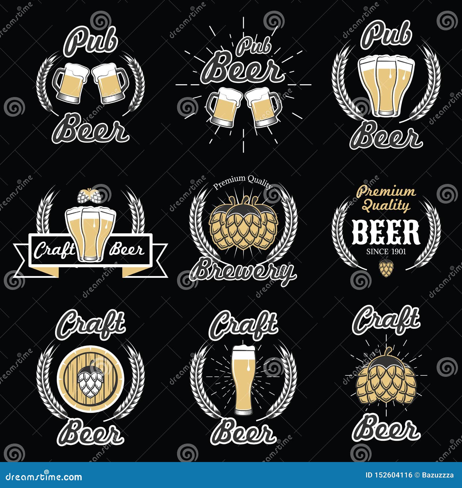 Download Vector Set Of Vintage Beer Emblems, Logos, Badges And Labels Stock Vector - Illustration of beer ...