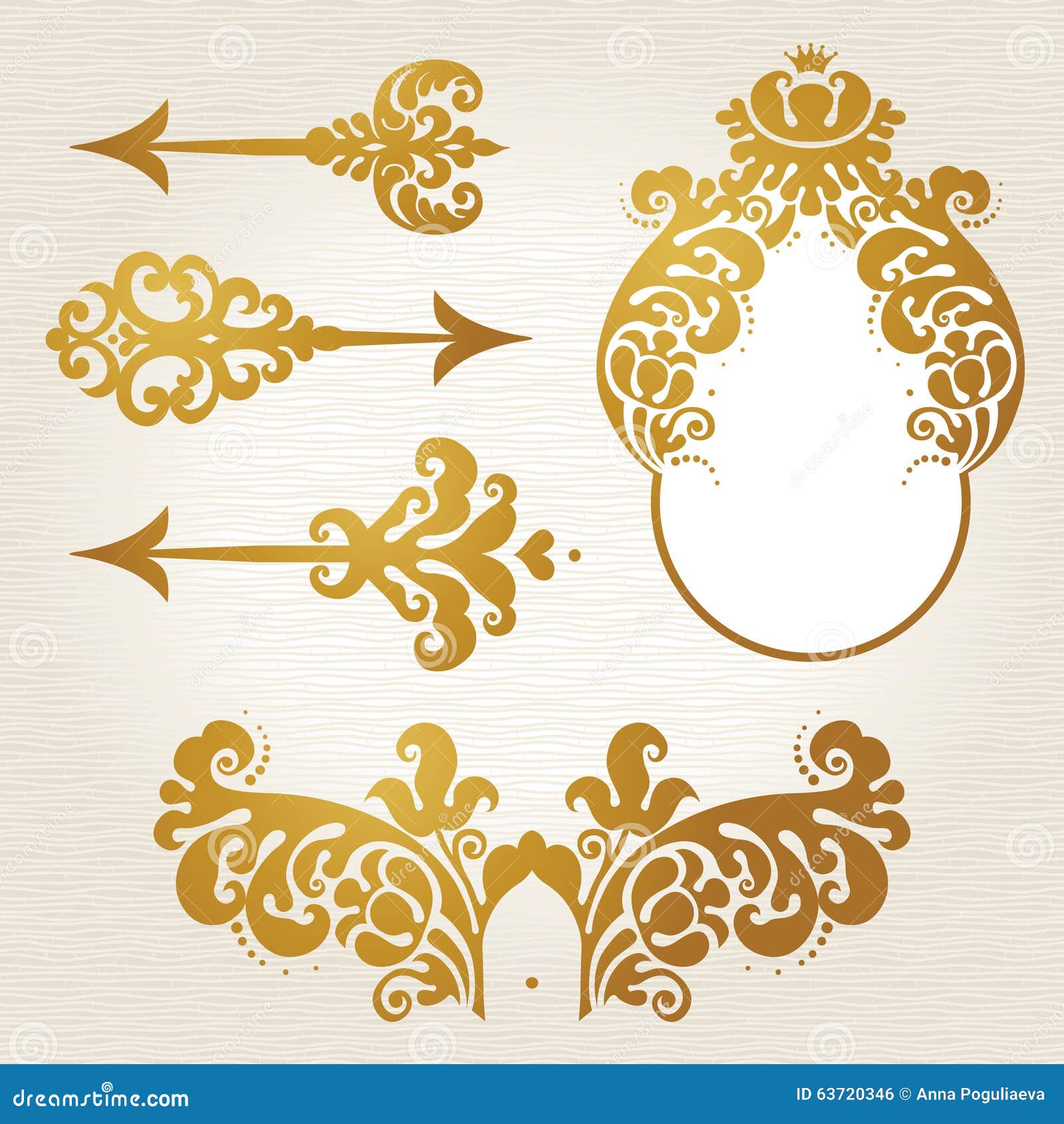 Vector Set Of Vintage Elements In Victorian Style Stock Vector Illustration Of Flourish Element 63720346