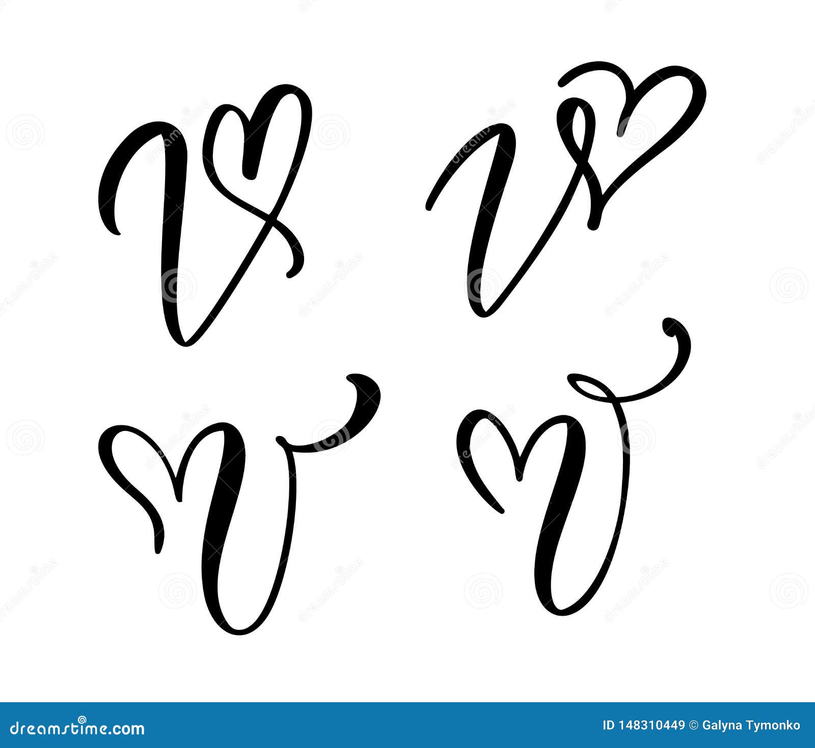 Vector Set Of Vintage Floral Letter Monogram M Calligraphy Element  Valentine Flourish Hand Drawn Heart Sign For Page Decoration And Design  Illustration Love Wedding Card For Invitation Stock Illustration - Download  Image