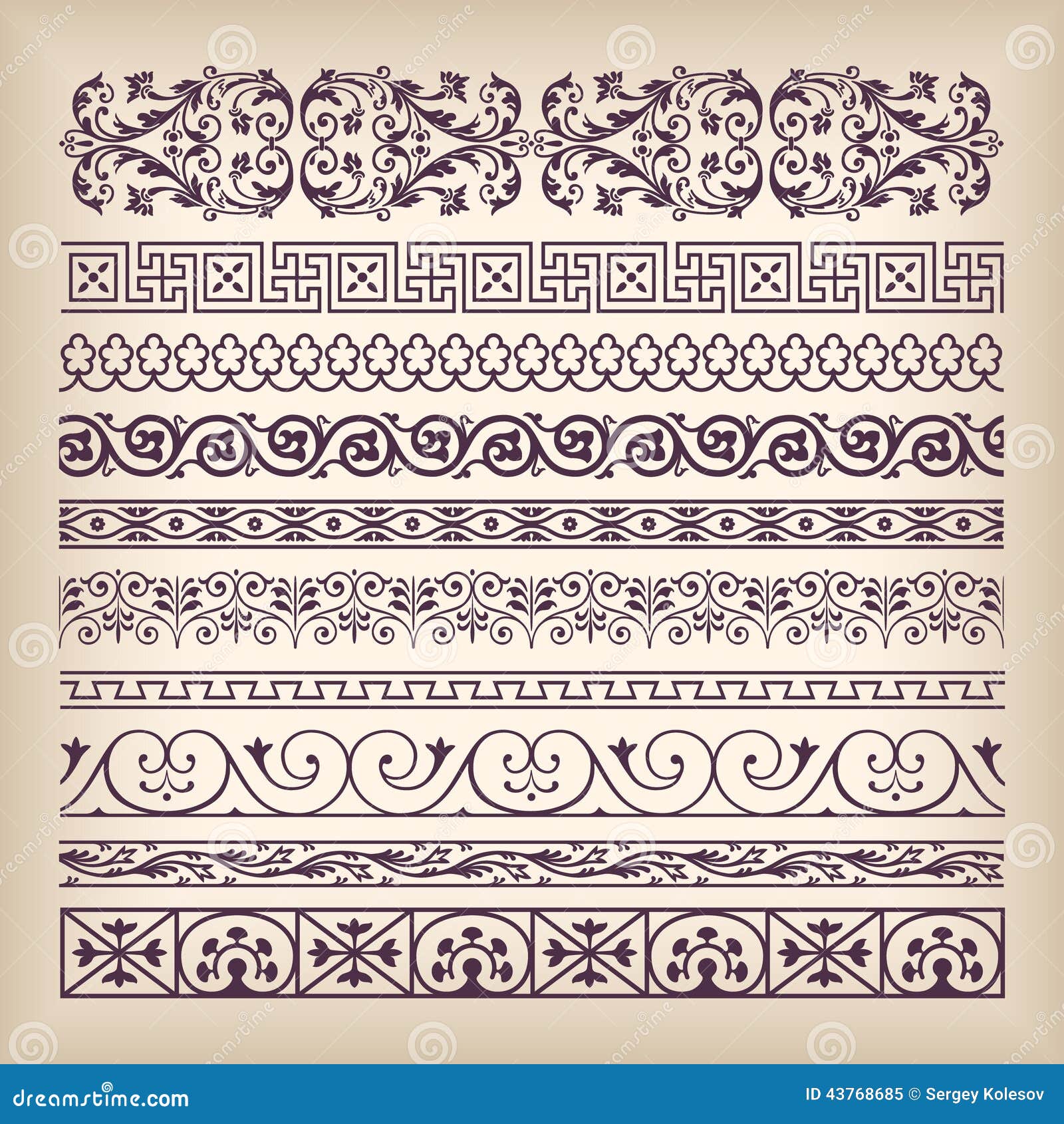  set vintage ornate border frame with retro ornament pattern in antique baroque style. arabic decorative calligraphy 