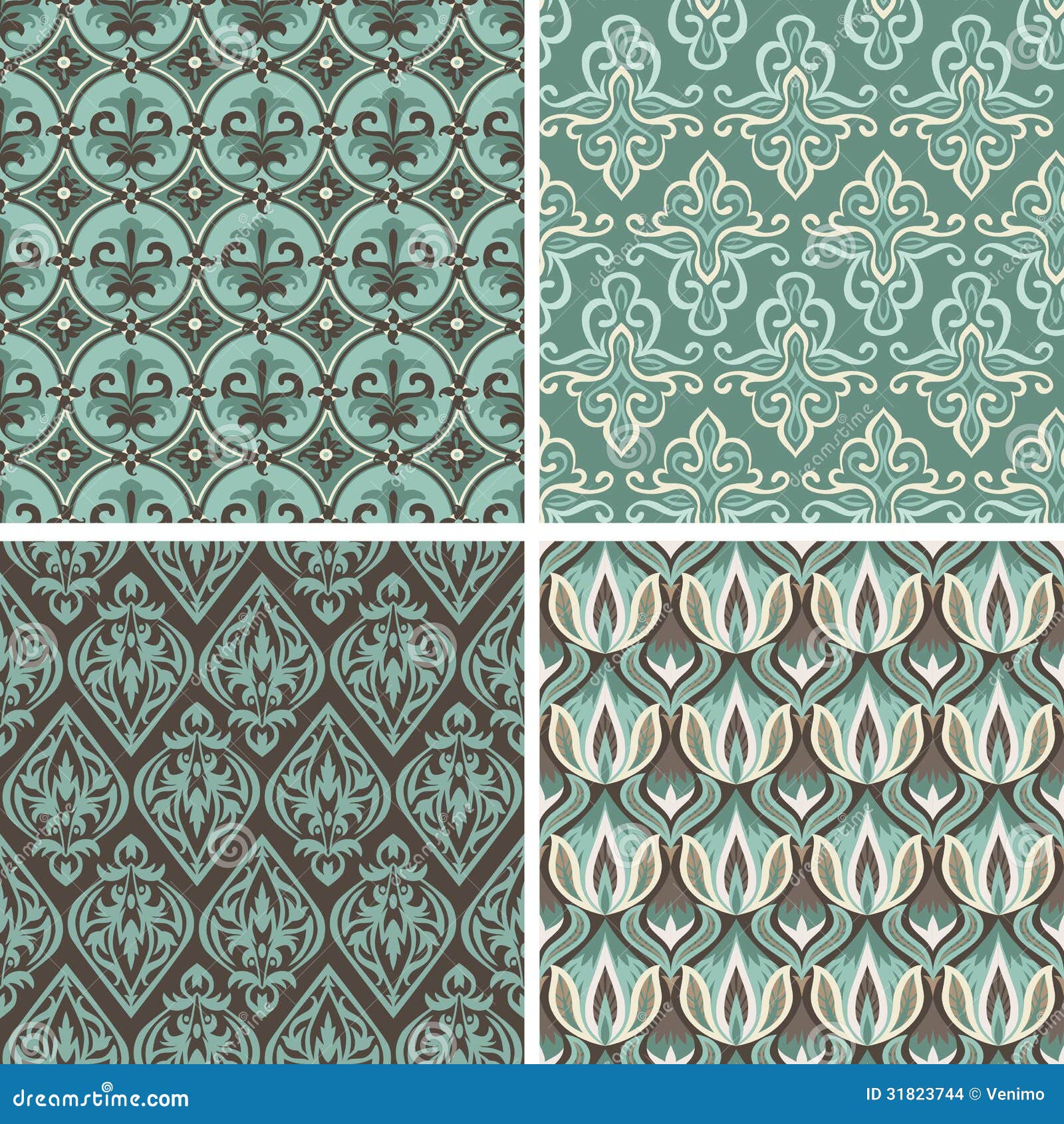 Vector Set With Vintage Seamless Patterns Stock Images - Image: 31823744