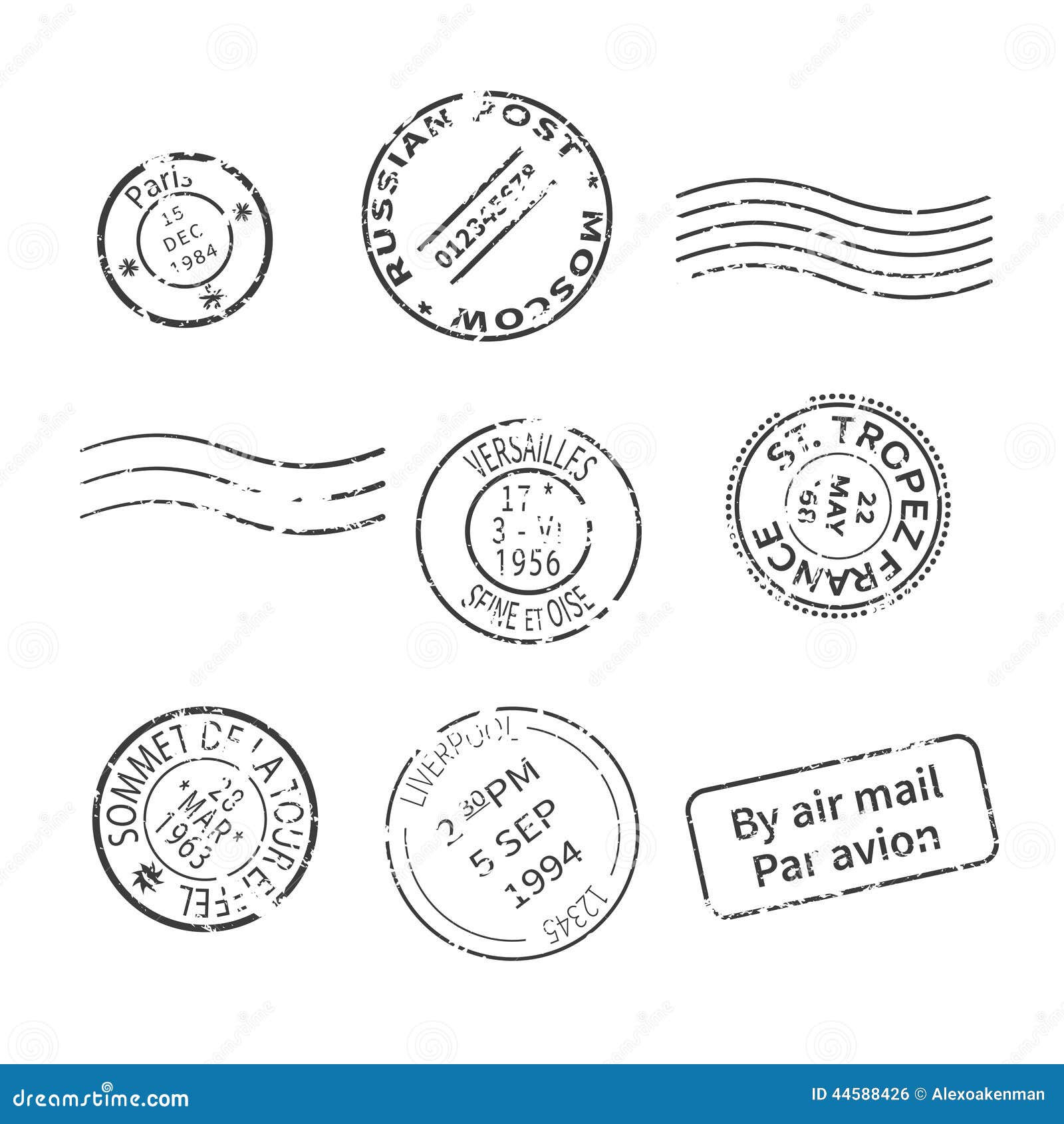 Set of retro sea post stamps Royalty Free Vector Image