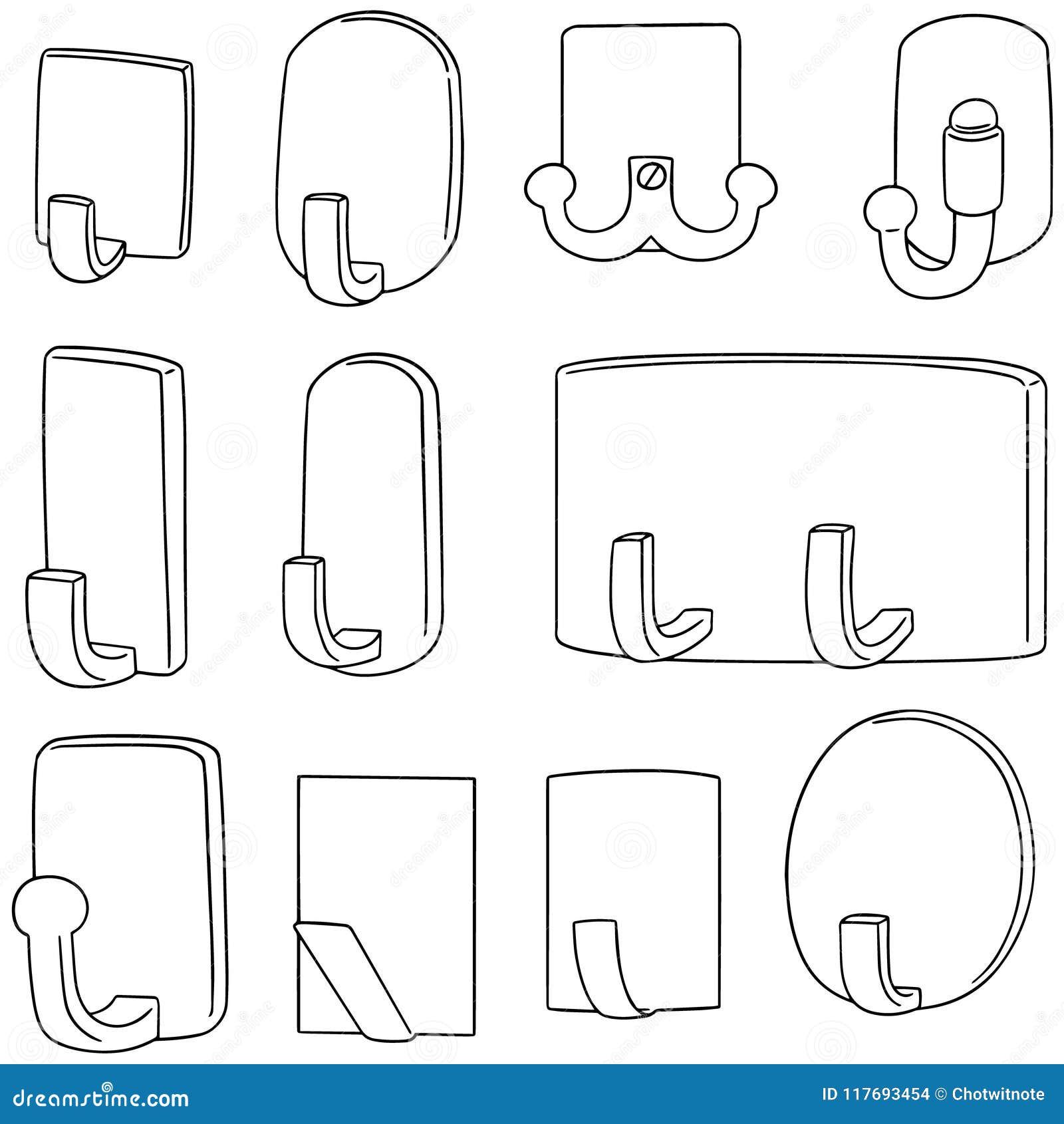 Vector set of wall hooks stock vector. Illustration of hang