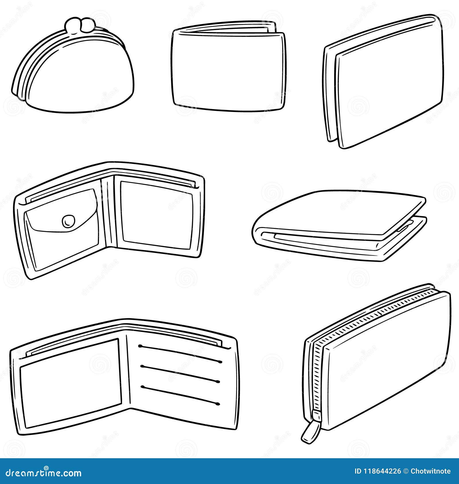Vector set of wallet stock vector. Illustration of wallet 118644226