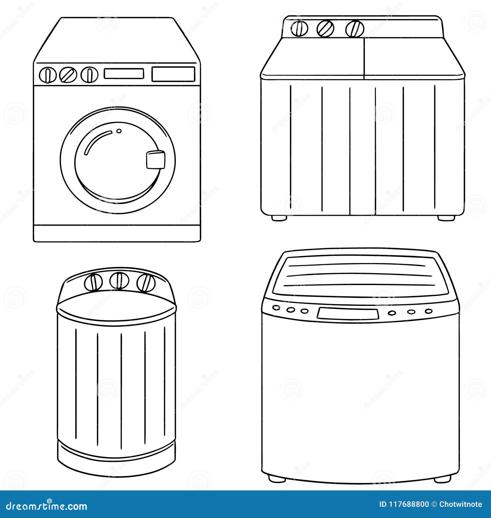 Vector Set of Washing Machine Stock Vector Illustration of appliance