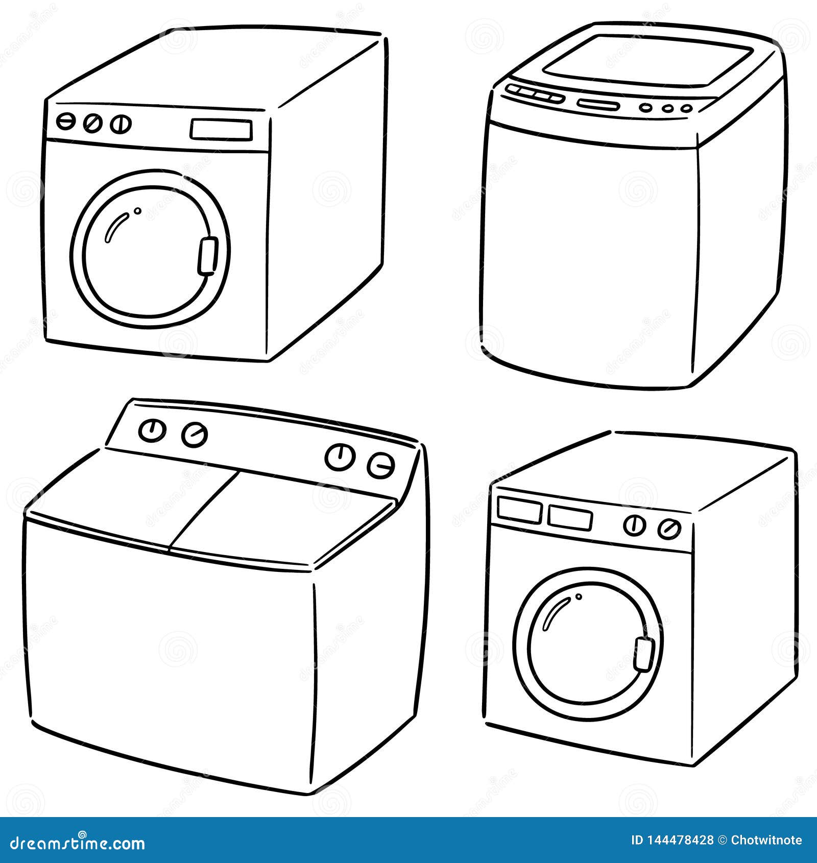 Vector Set of Washing Machine Stock Vector Illustration of detergent