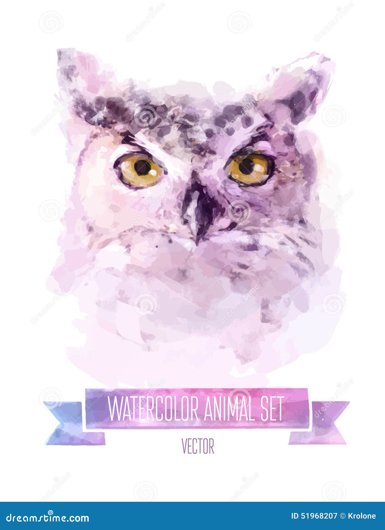 Download Vector Set Of Watercolor Illustrations. Cute Owl Stock ...