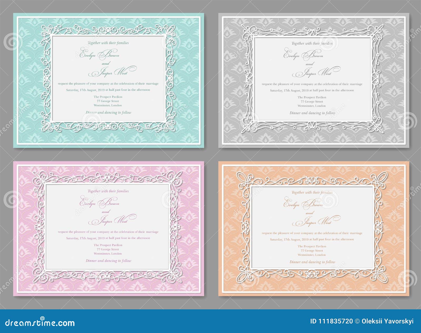 vector set of wedding invitations postcards greeting cards ph wedding invites postcards
