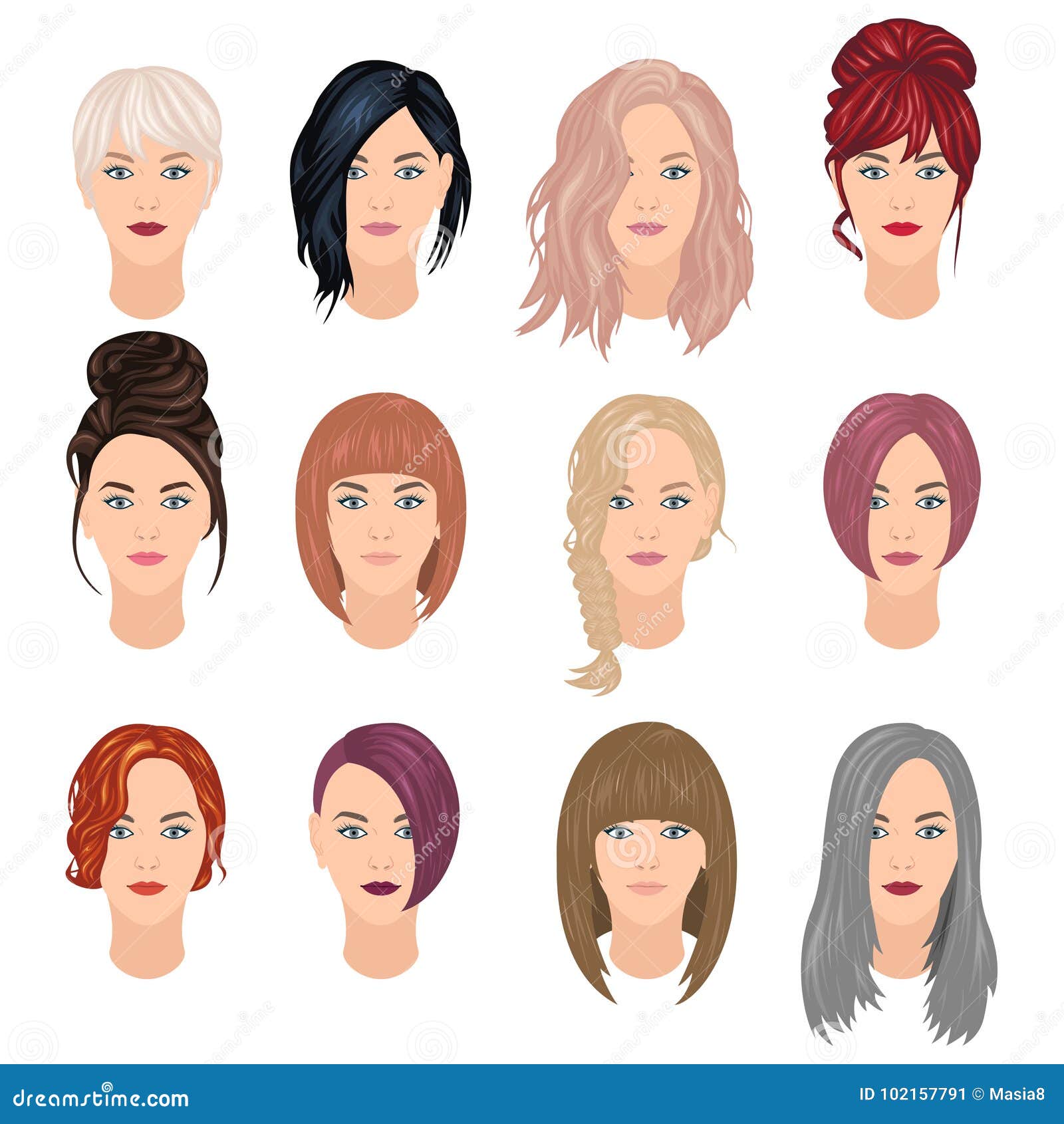 Trendy woman hairstyles stock illustration. Illustration of flat - 102157791 Trendy woman hairstyles stock illustration. Illustration of flat - 102157791