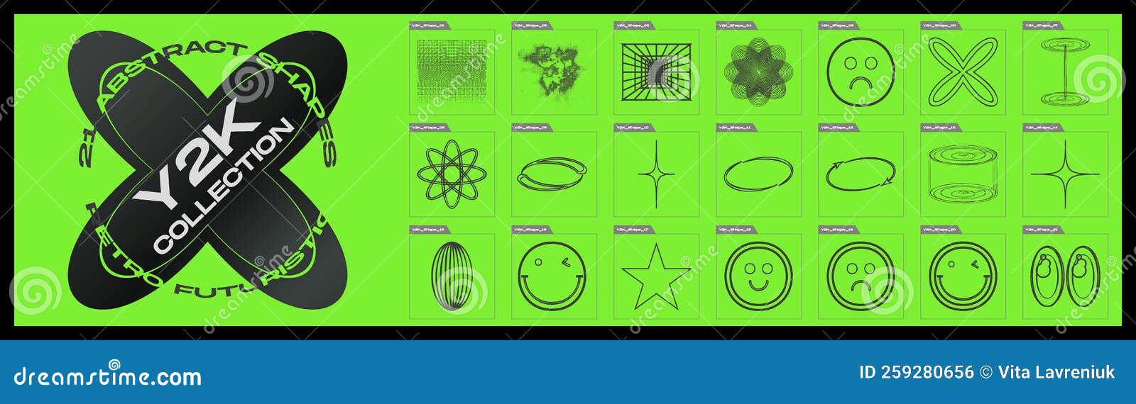 Vector Set of Y2K. Collection of Abstract Graphic Geometric Symbols ...
