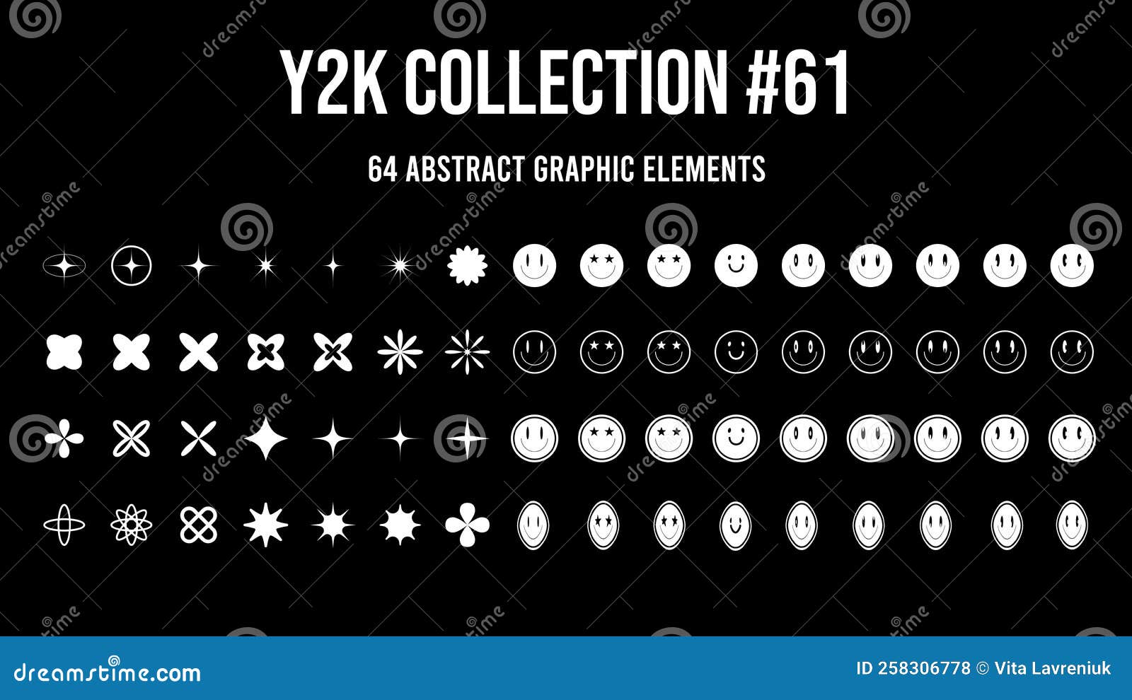 Vector Set of Y2K Stars and Retro Futuristic Graphic Ornaments. Stock ...