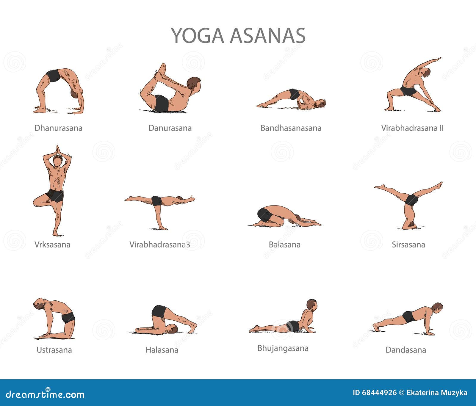 Set of poses woman doing yoga and fitness. Collection of female cartoon yoga  positions isolated on white background. Full body yoga workout, eps 10  12619756 Vector Art at Vecteezy