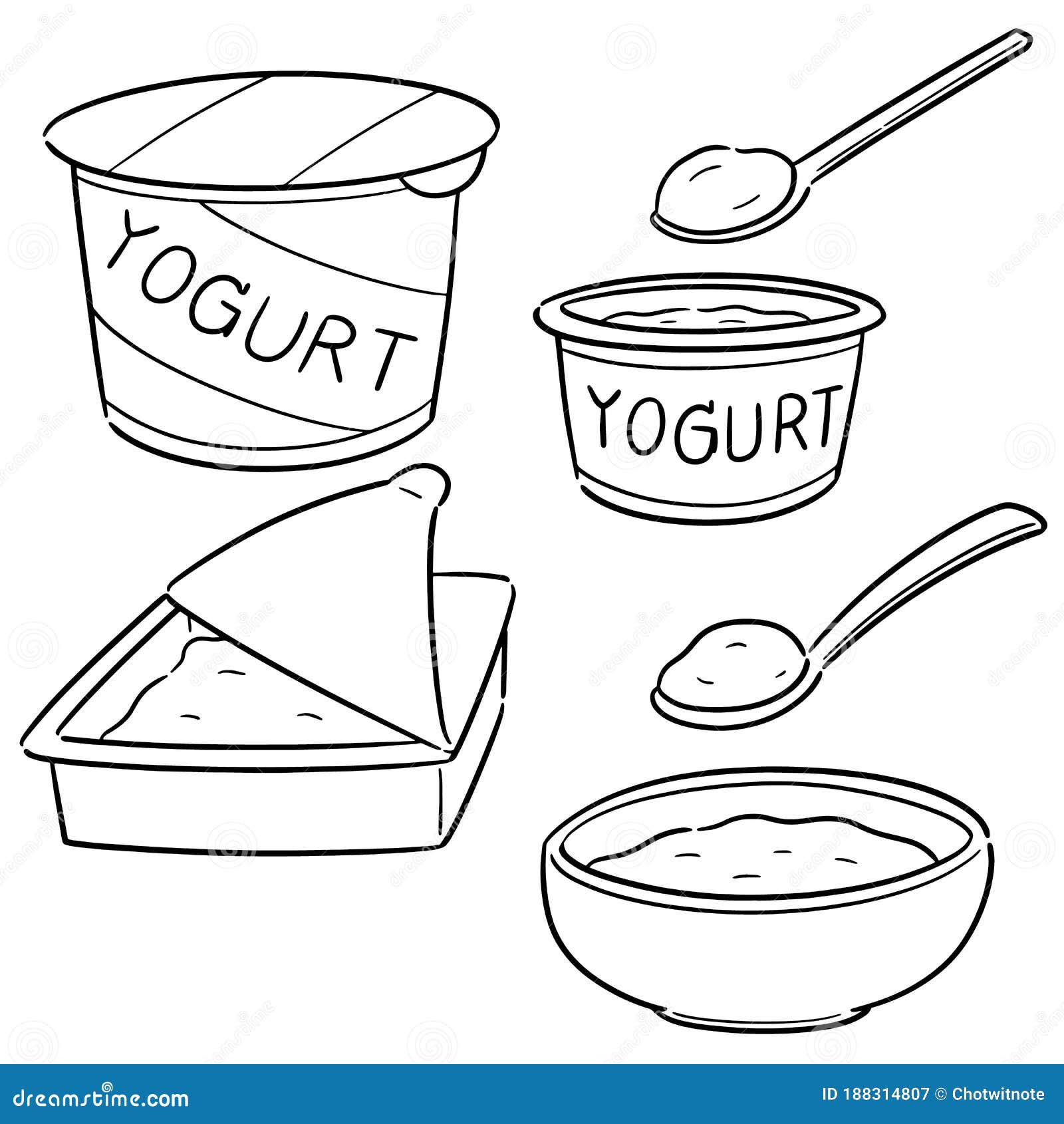 Vector set of yogurt stock vector. Illustration of draw 188314807