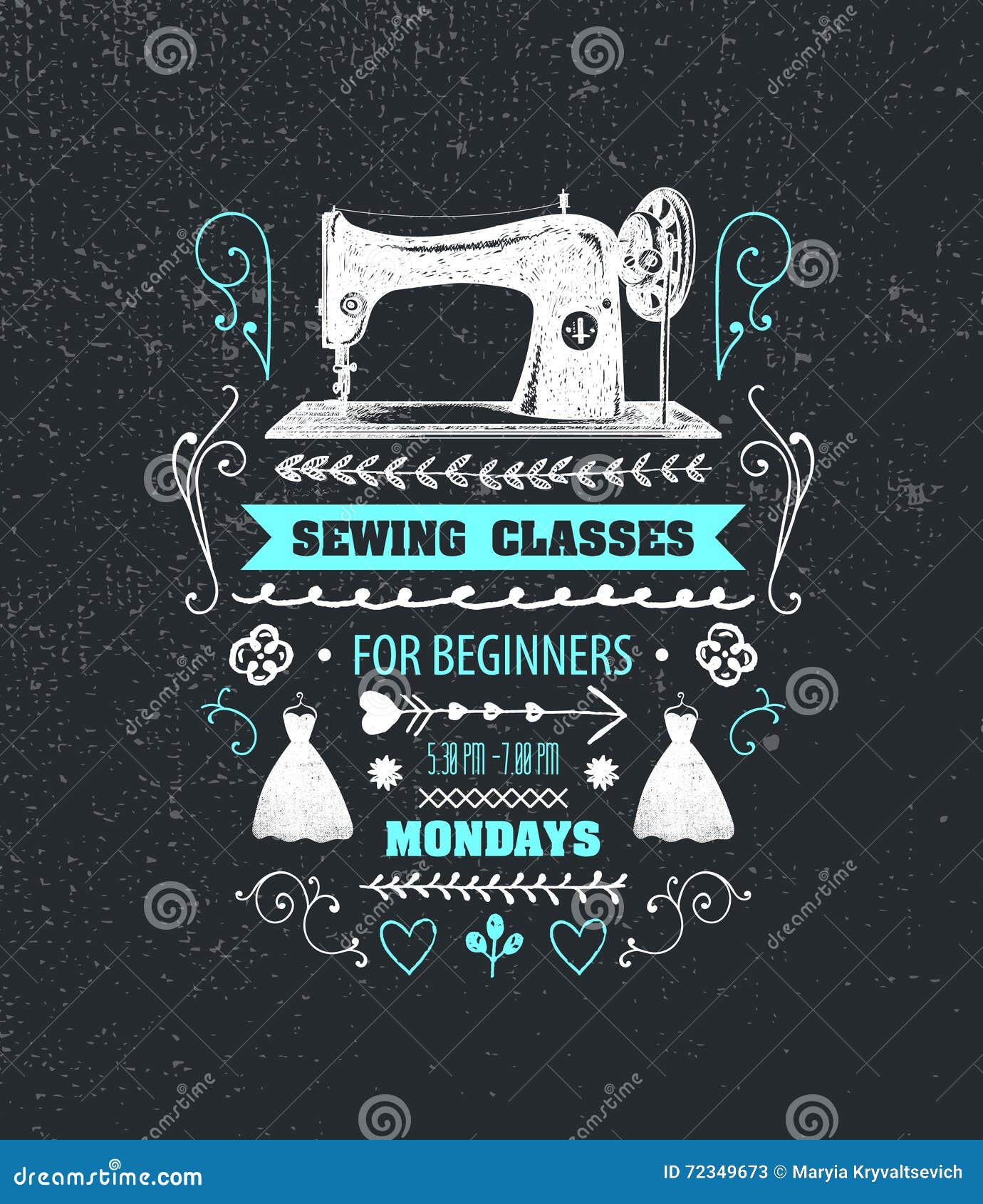  sewing classes poster, flyer.