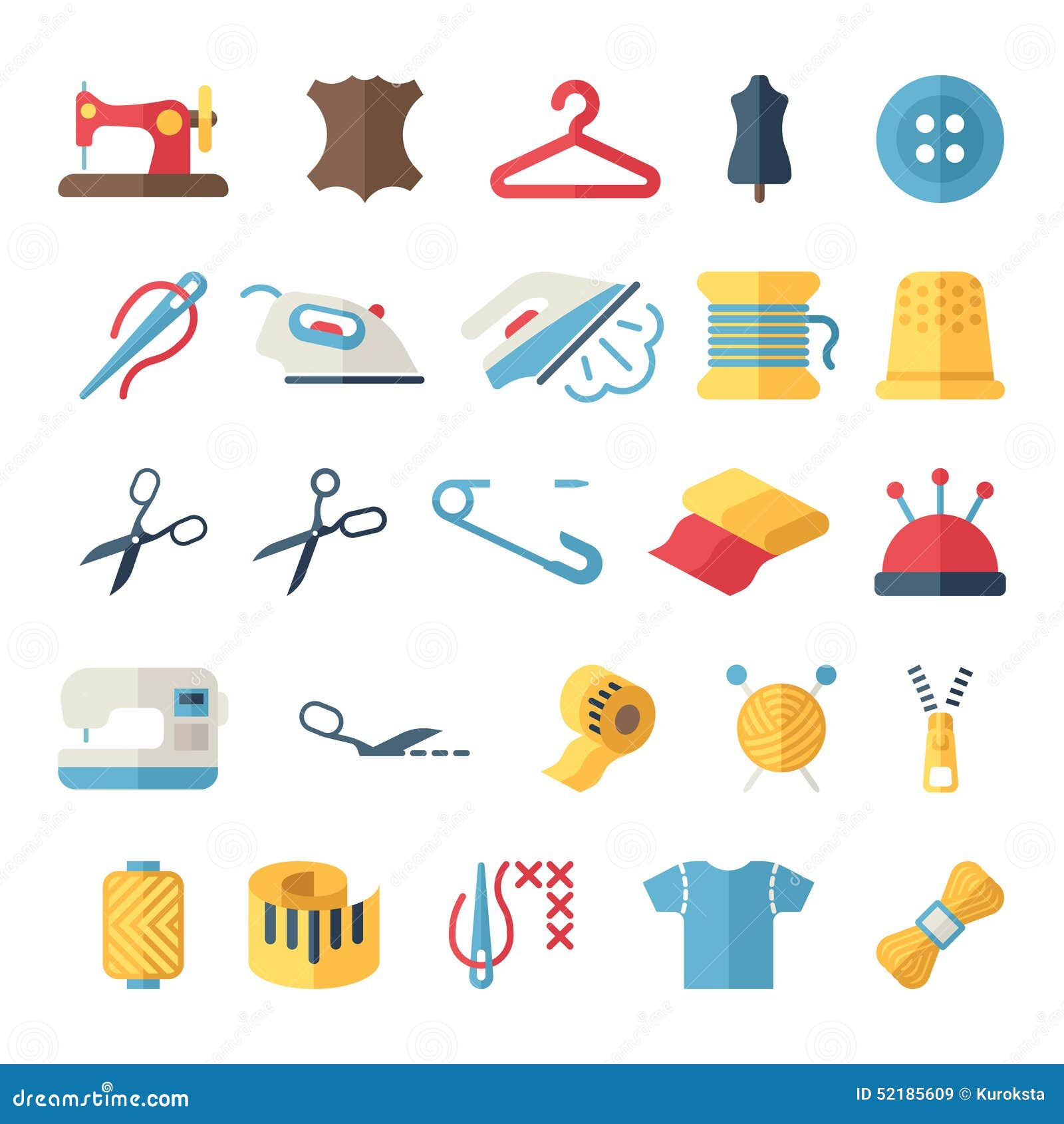 Vector Sewing Equipment and Needlework Flat Icons Stock Vector ...