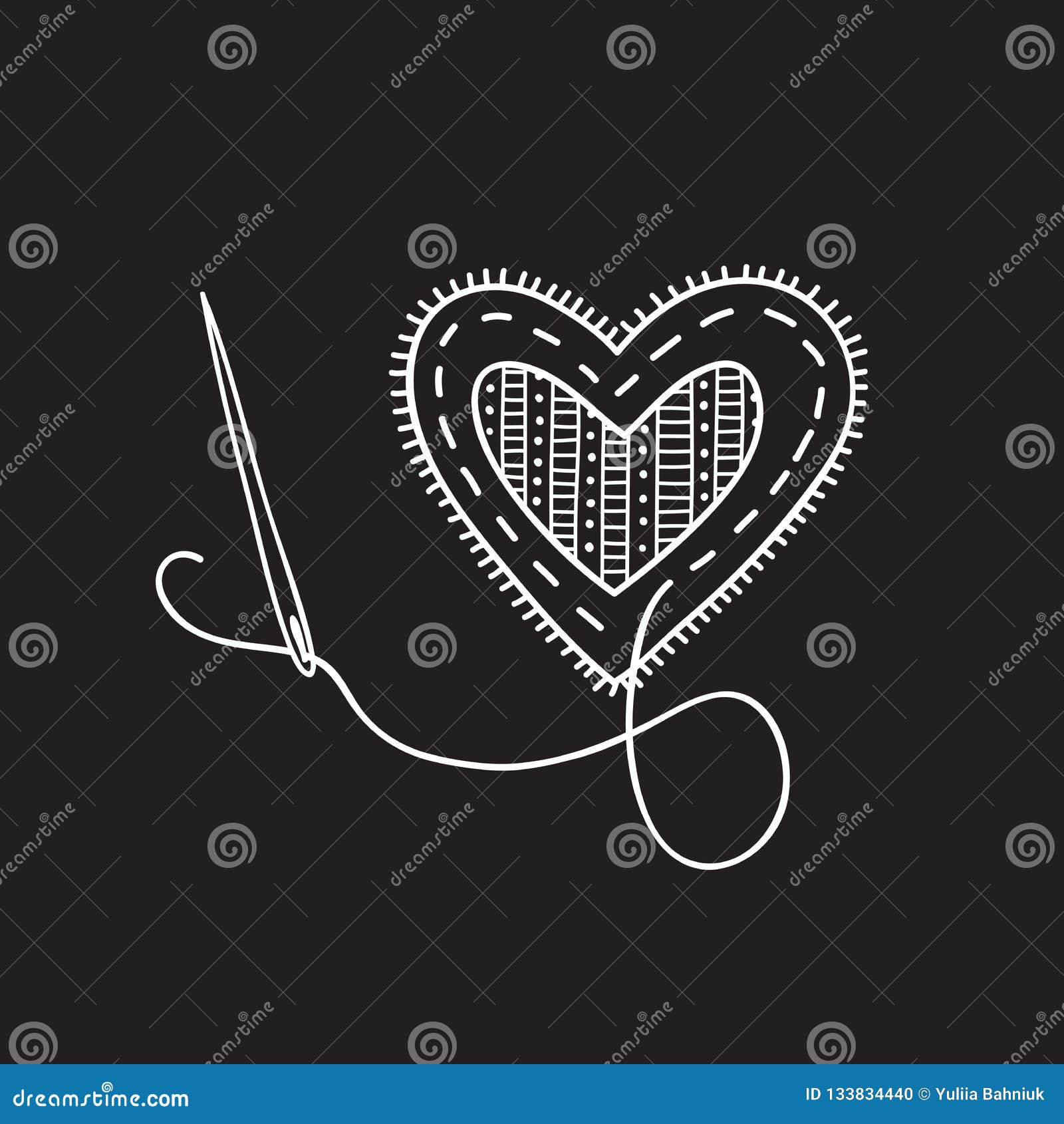 Vector sewing heart stock vector. Illustration of craft - 133834440