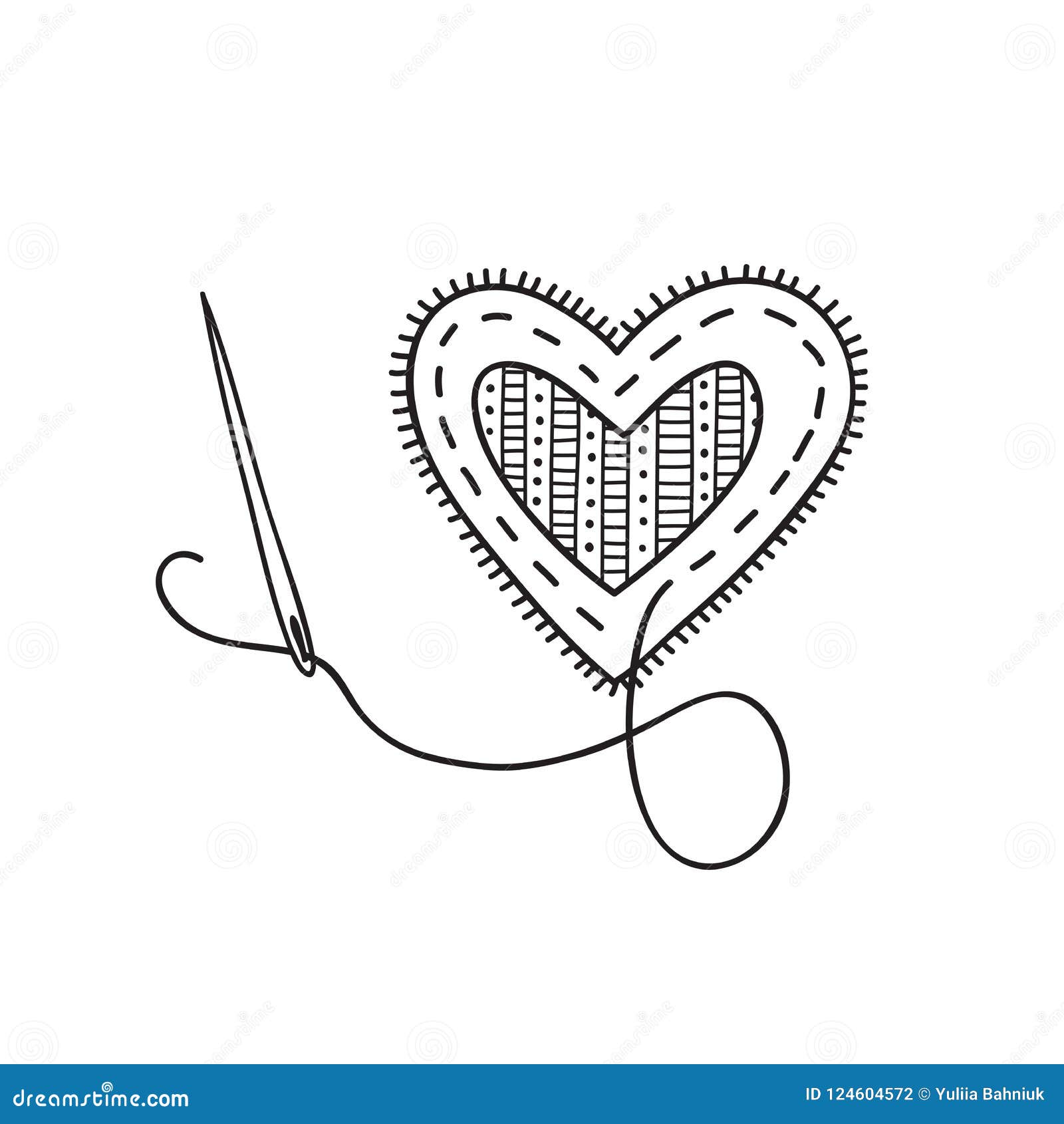 Vector Sewing Heart with Needle Stock Vector - Illustration of label ...