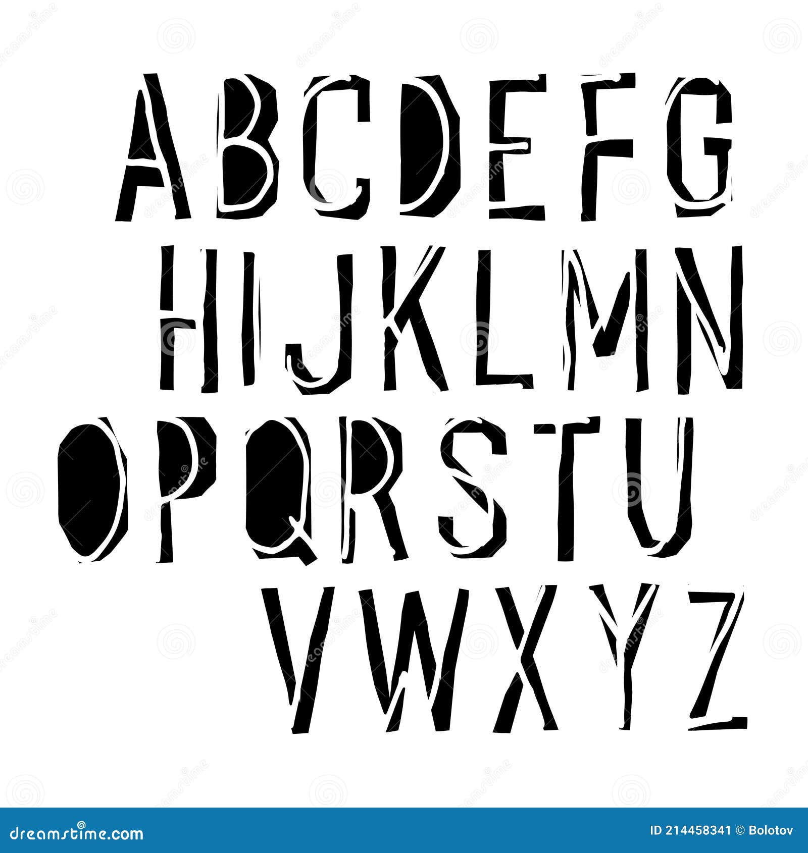 Vector Shadow Hand Drawn Alphabet. Hand Drawn Letters Stock Vector ...
