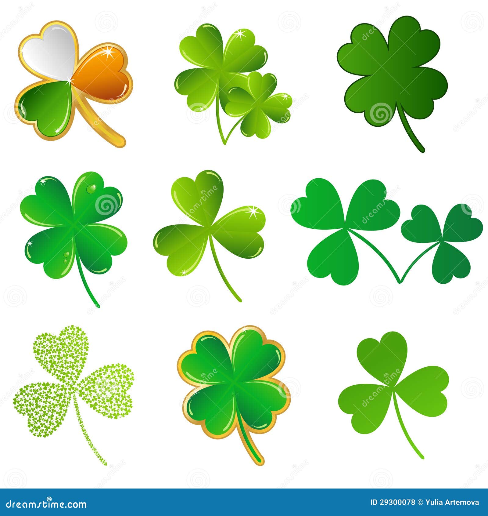 Vector shamrock collection stock vector. Illustration of petal 29300078