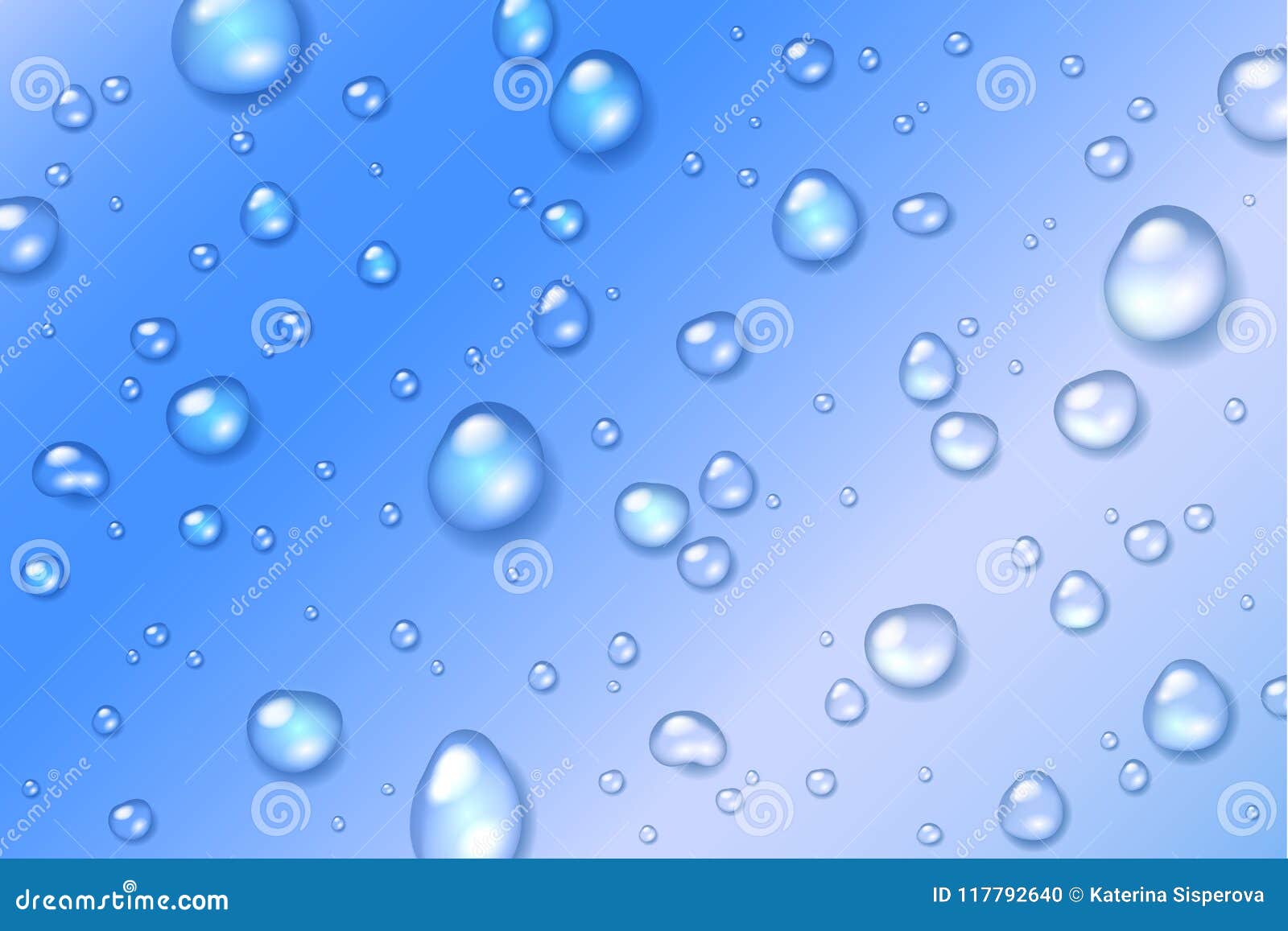 Vector Shiny Clear Water Drops on Glass with Blue Background Stock Vector Illustration of