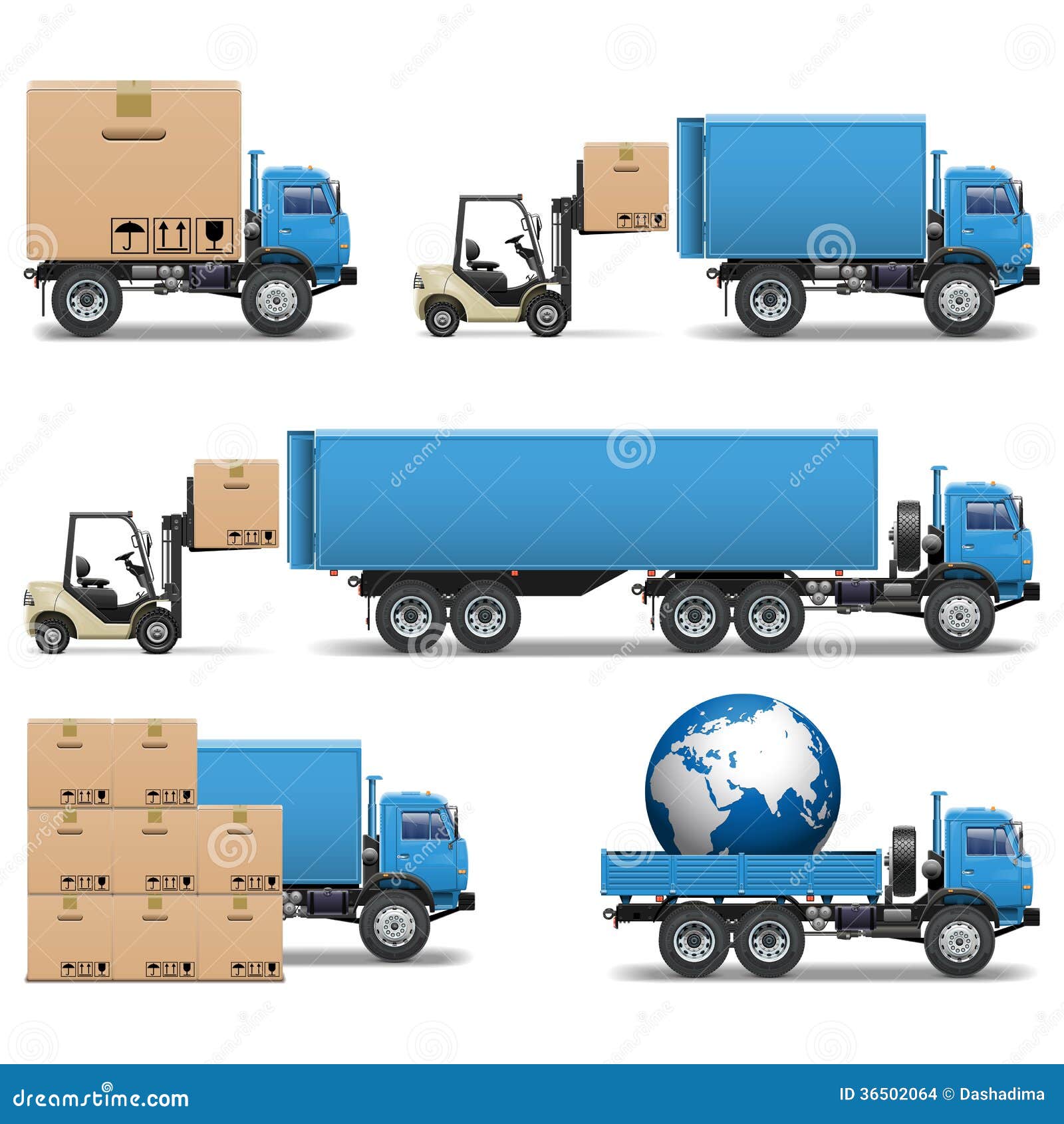 Vector Shipment Trucks Icons Set 2 Stock Vector Illustration of lorry