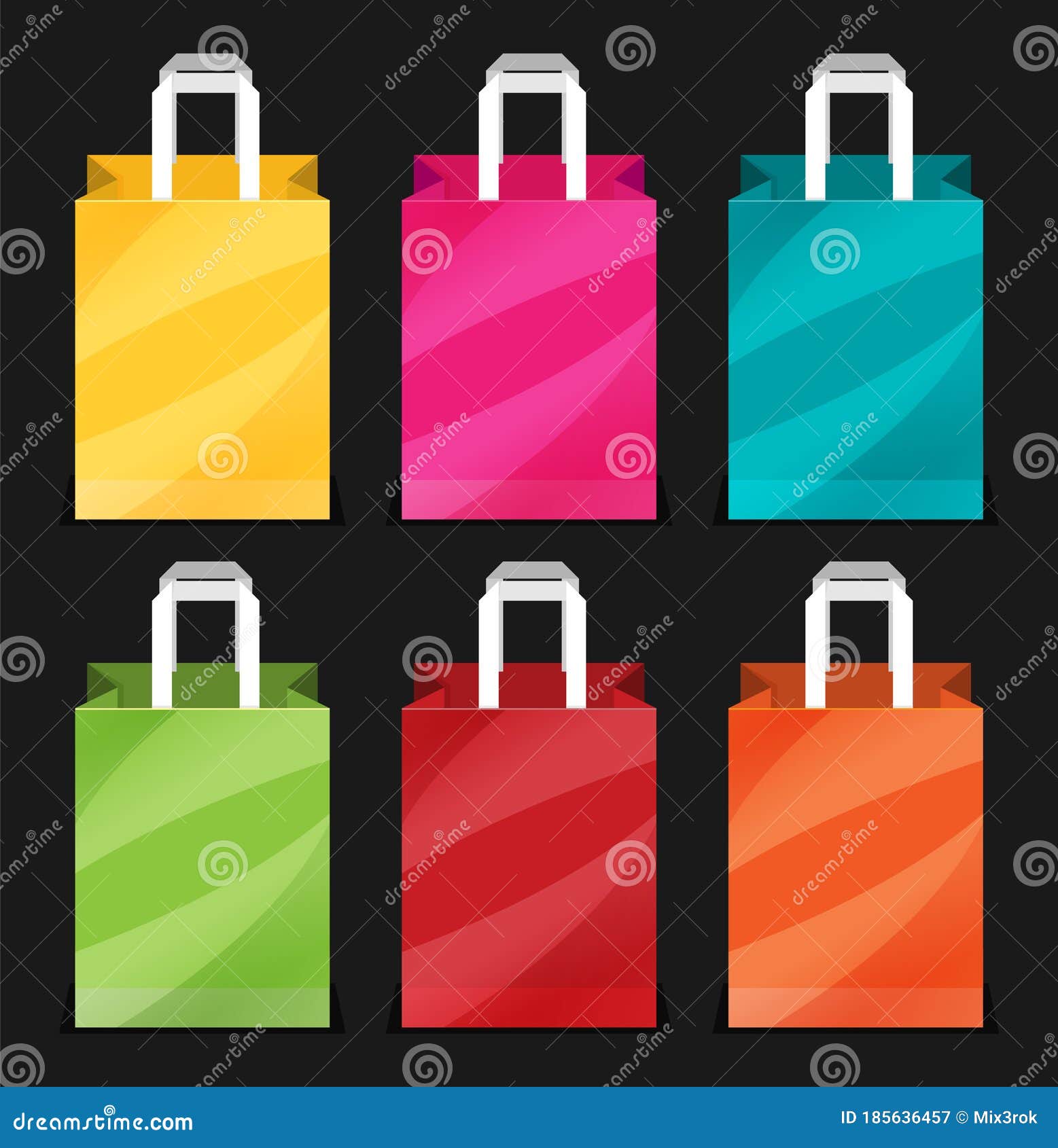 Vector Shopping Bag Flat Vector Icon Set Stock Vector Illustration of