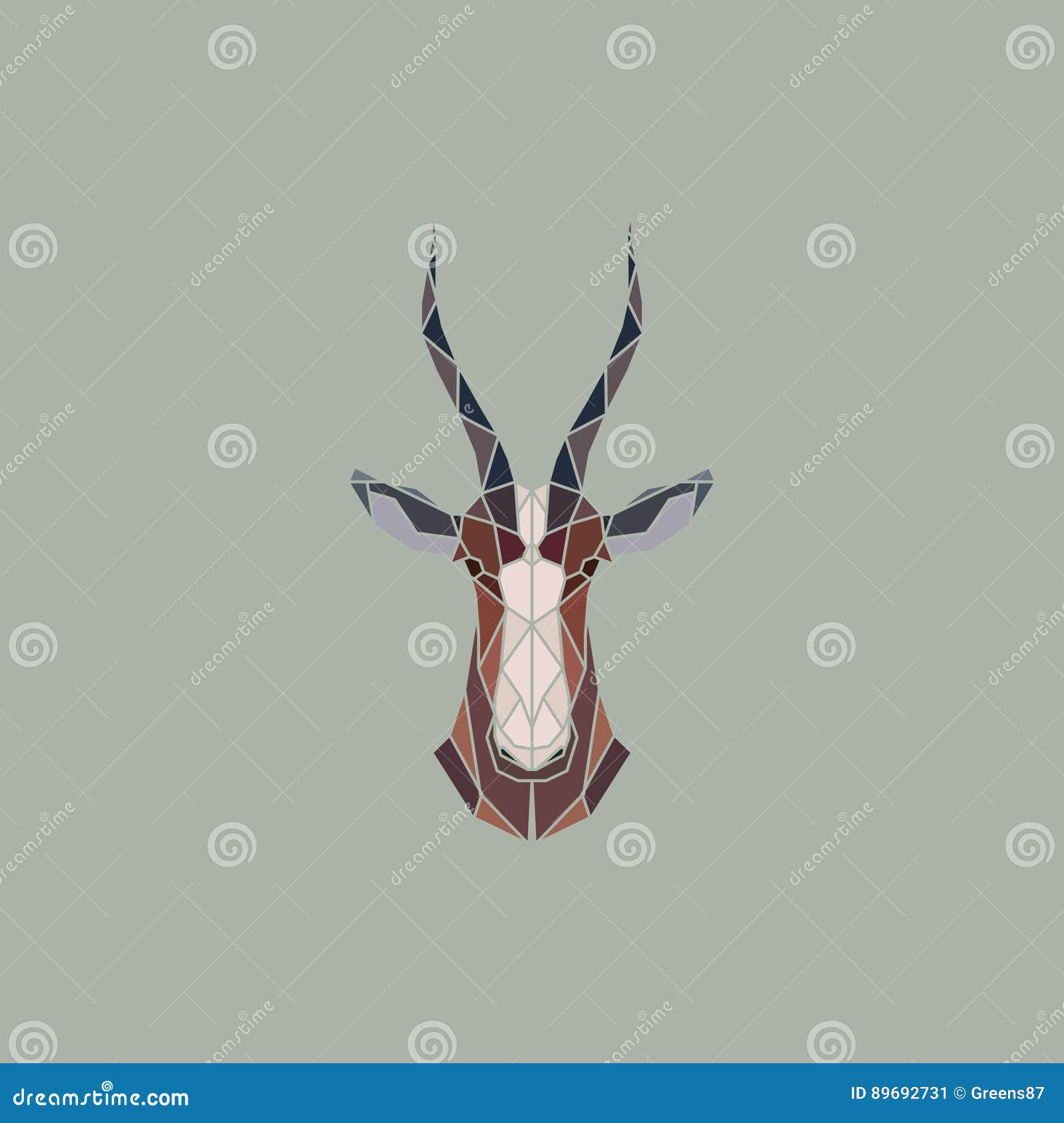  sign abstract head of african antelope blesbok.