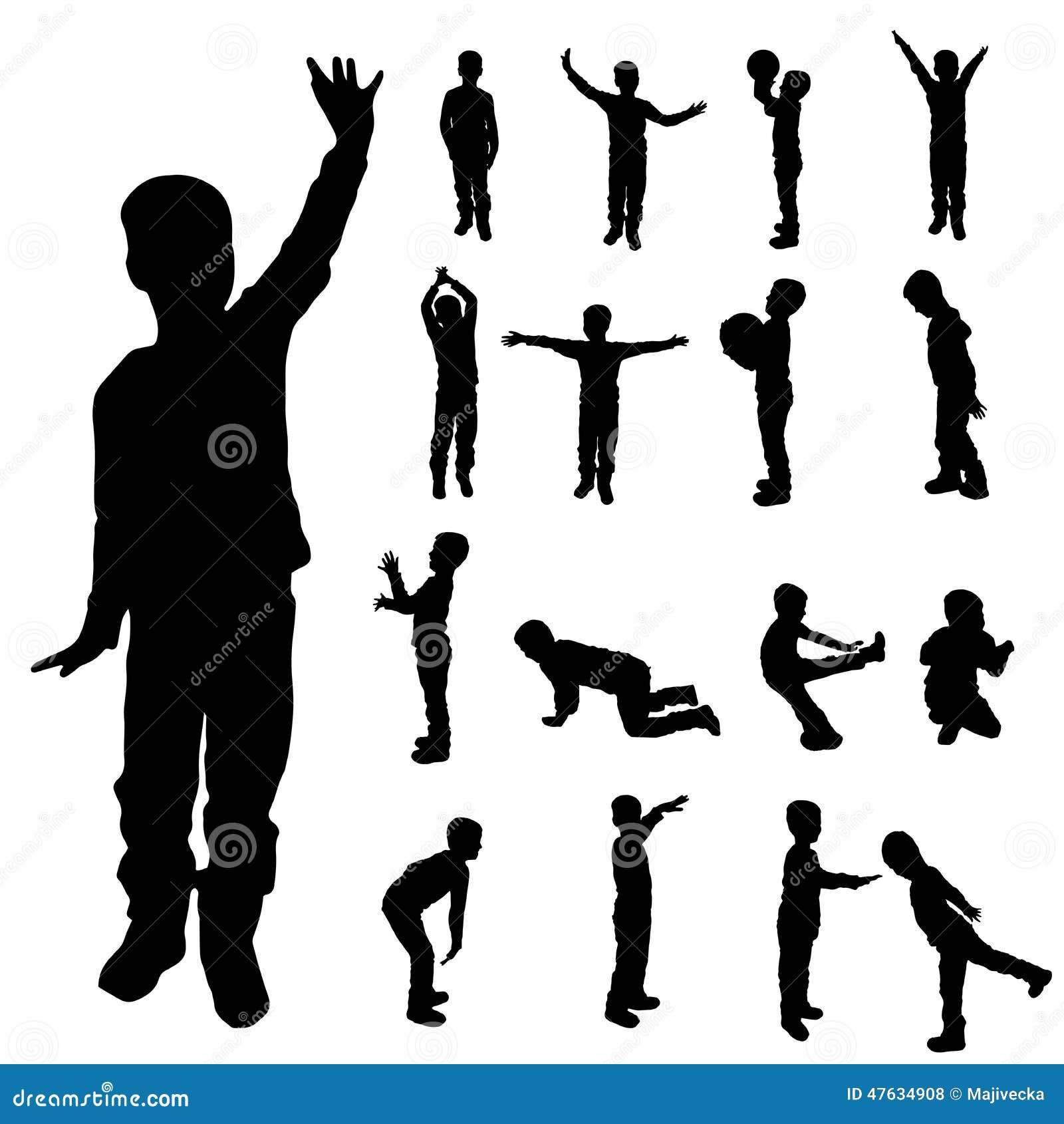 Download Vector Silhouette Of A Boy. Stock Vector - Illustration of happy, wave: 47634908