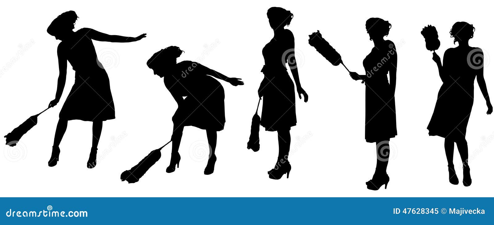 Vector Silhouette of a Cleaning Lady. Stock Vector Illustration of