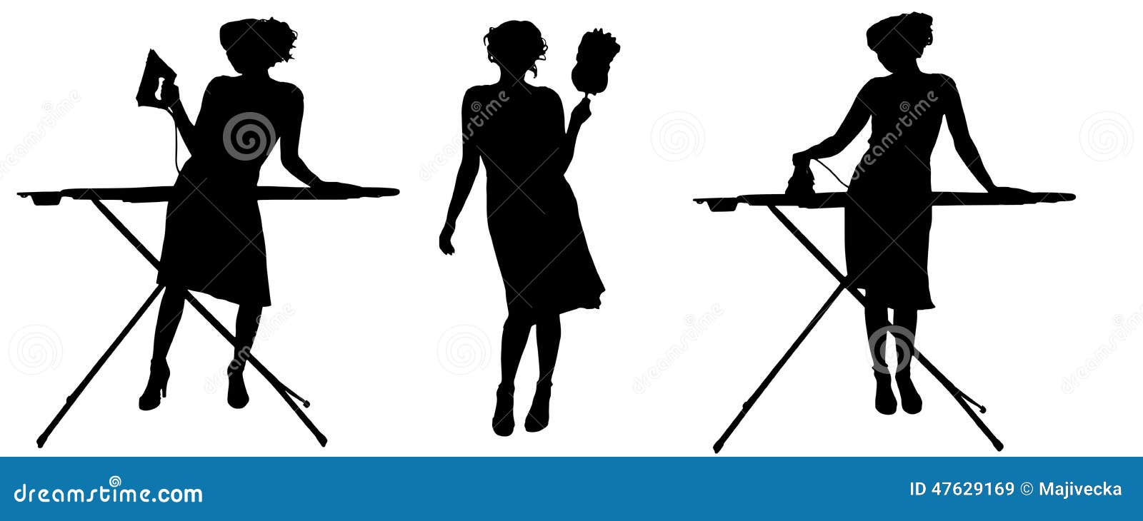 Vector Silhouette Of A Cleaning Lady. Stock Vector Illustration of