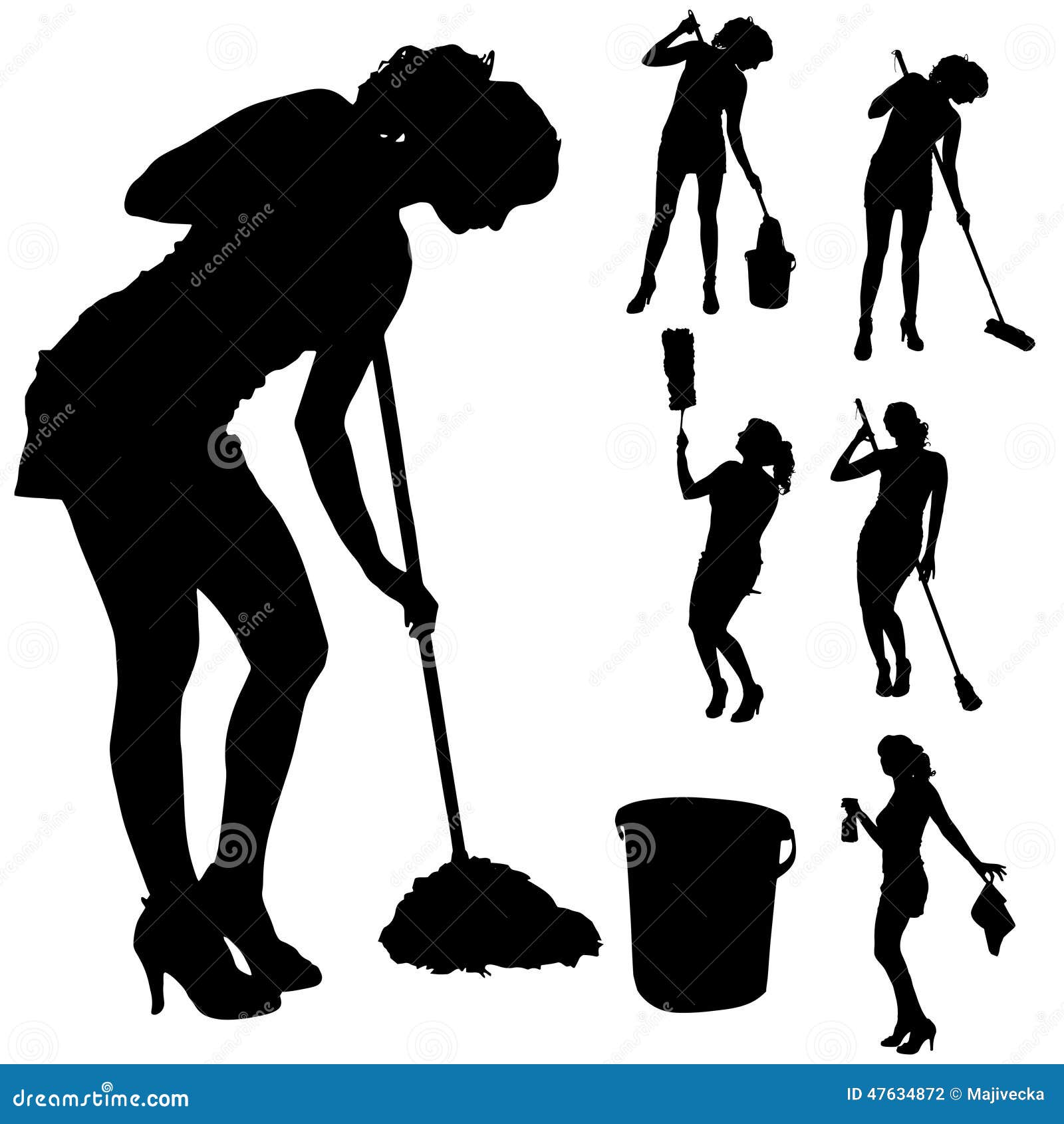 Download Vector Silhouette Of A Cleaning Lady. Stock Vector - Illustration of vector, cinderella: 47634872