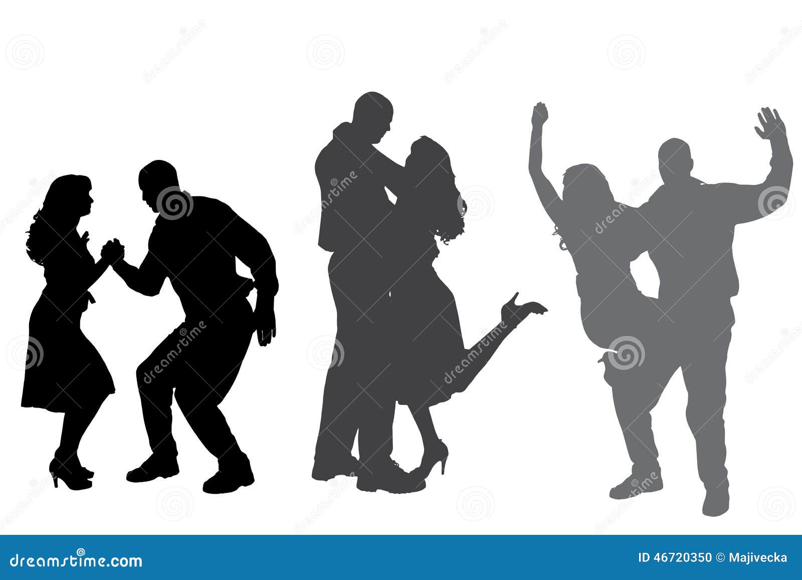 Vector silhouette of dance. Vector silhouette of people who dance on a white background.