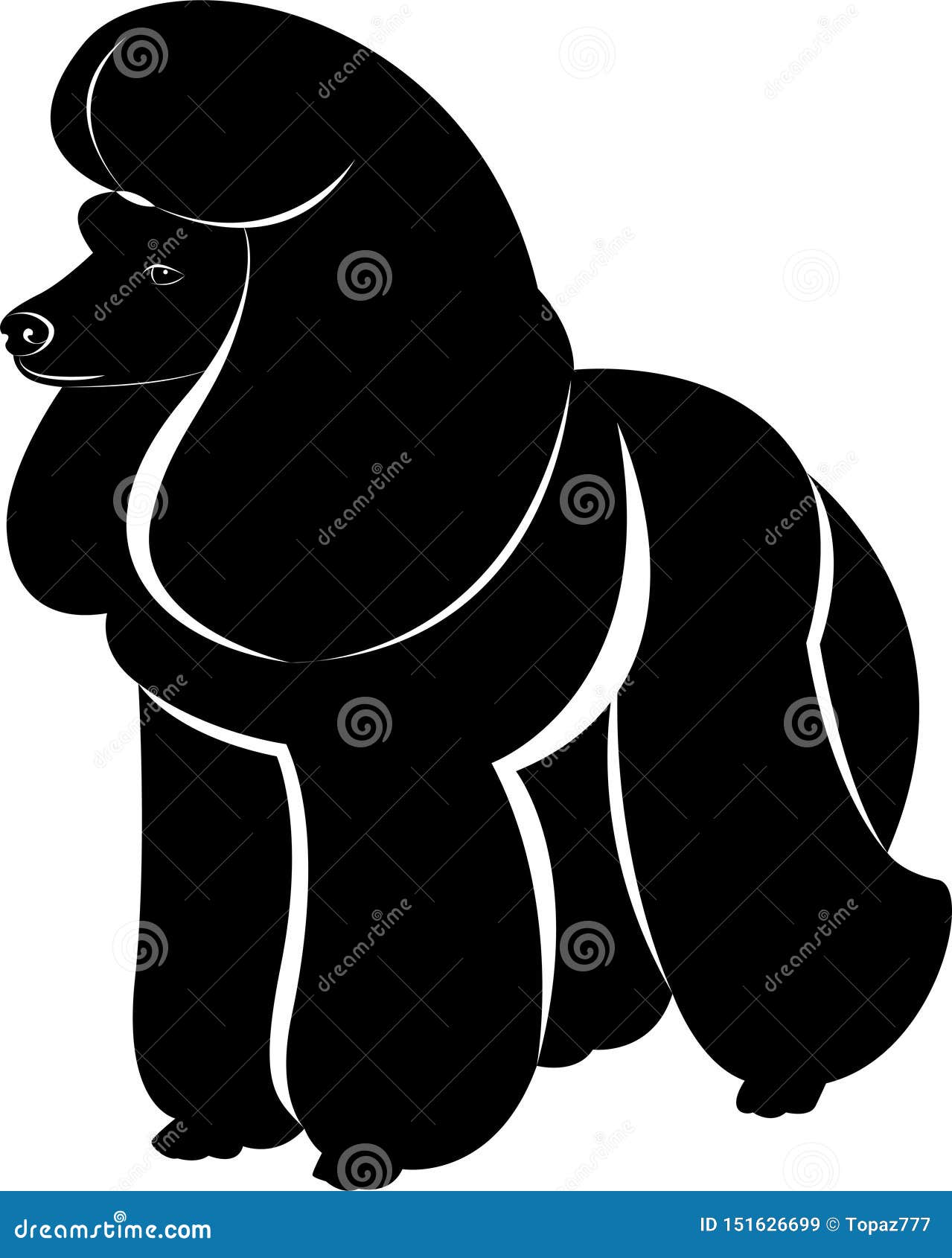 Download Vector Silhouette Of A Dog Poodle Isolated On White Background Stock Vector - Illustration of ...