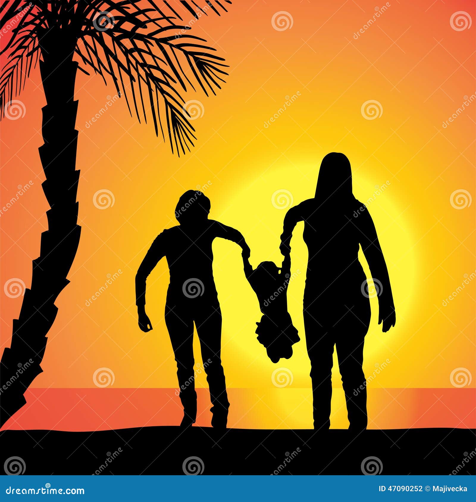 Vector Silhouette of Family. Stock Vector - Illustration of female ...