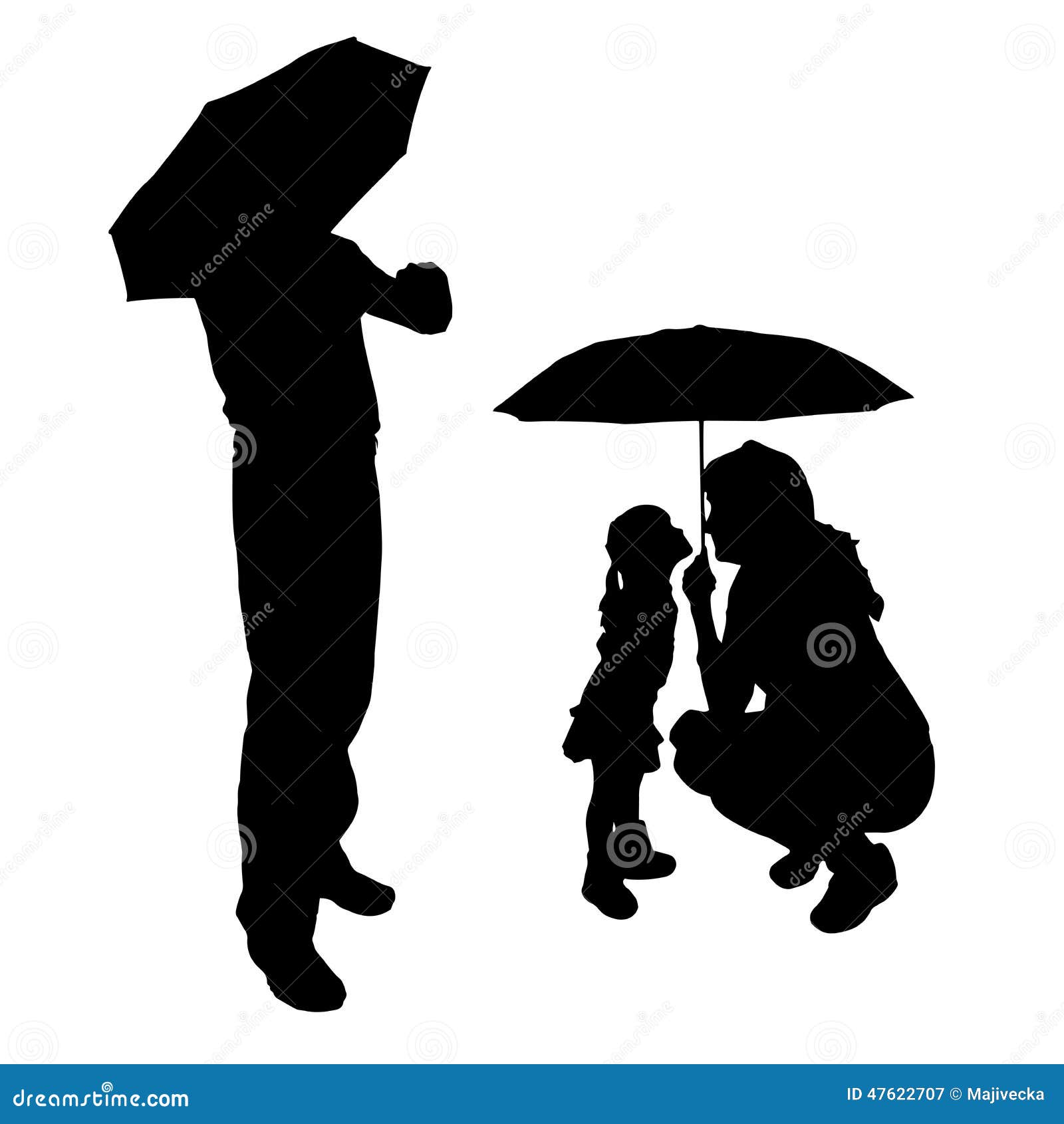 Vector Silhouette of Family. Stock Illustration Illustration of rainy