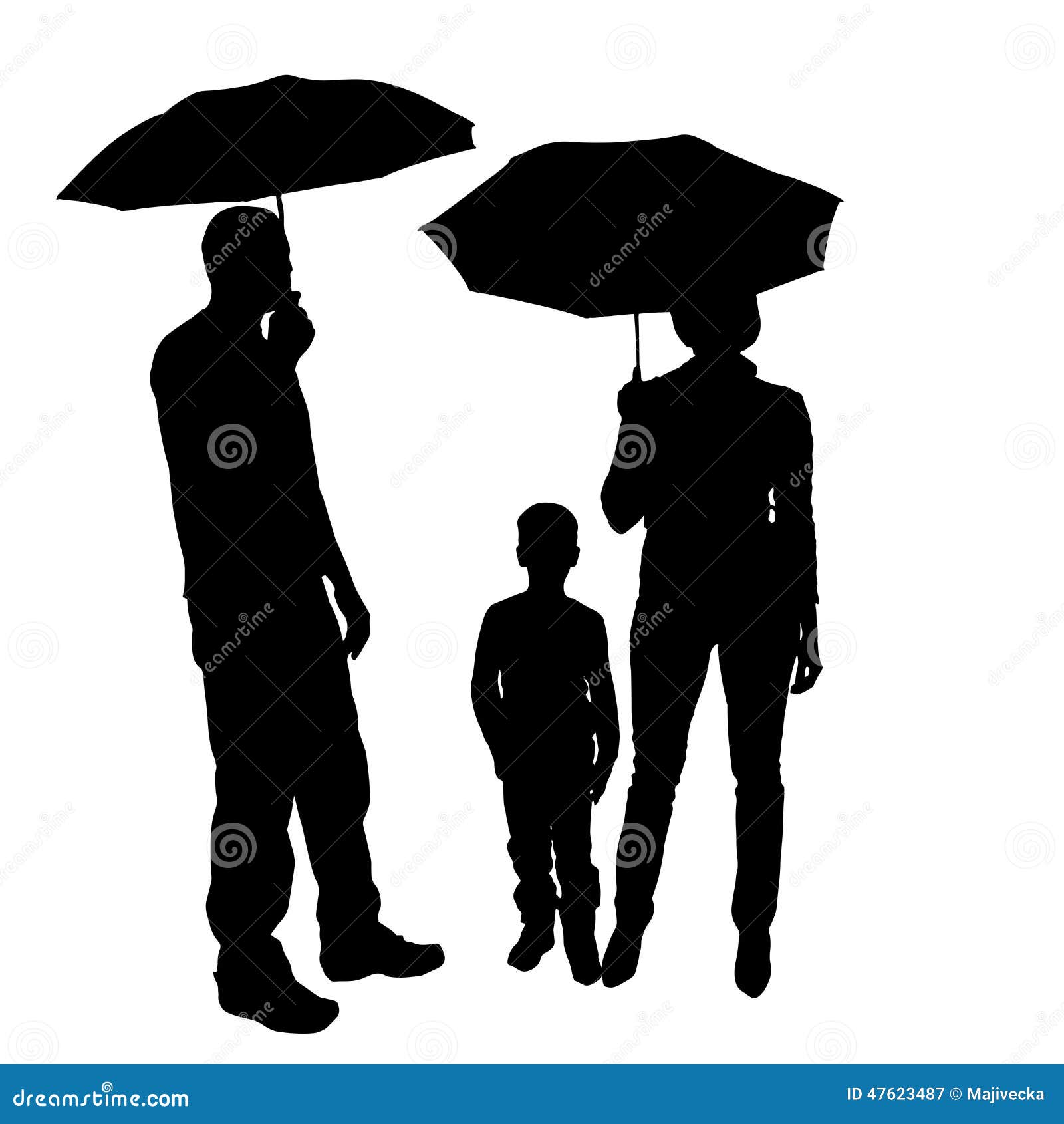 Vector Silhouette of Family. Stock Illustration Illustration of