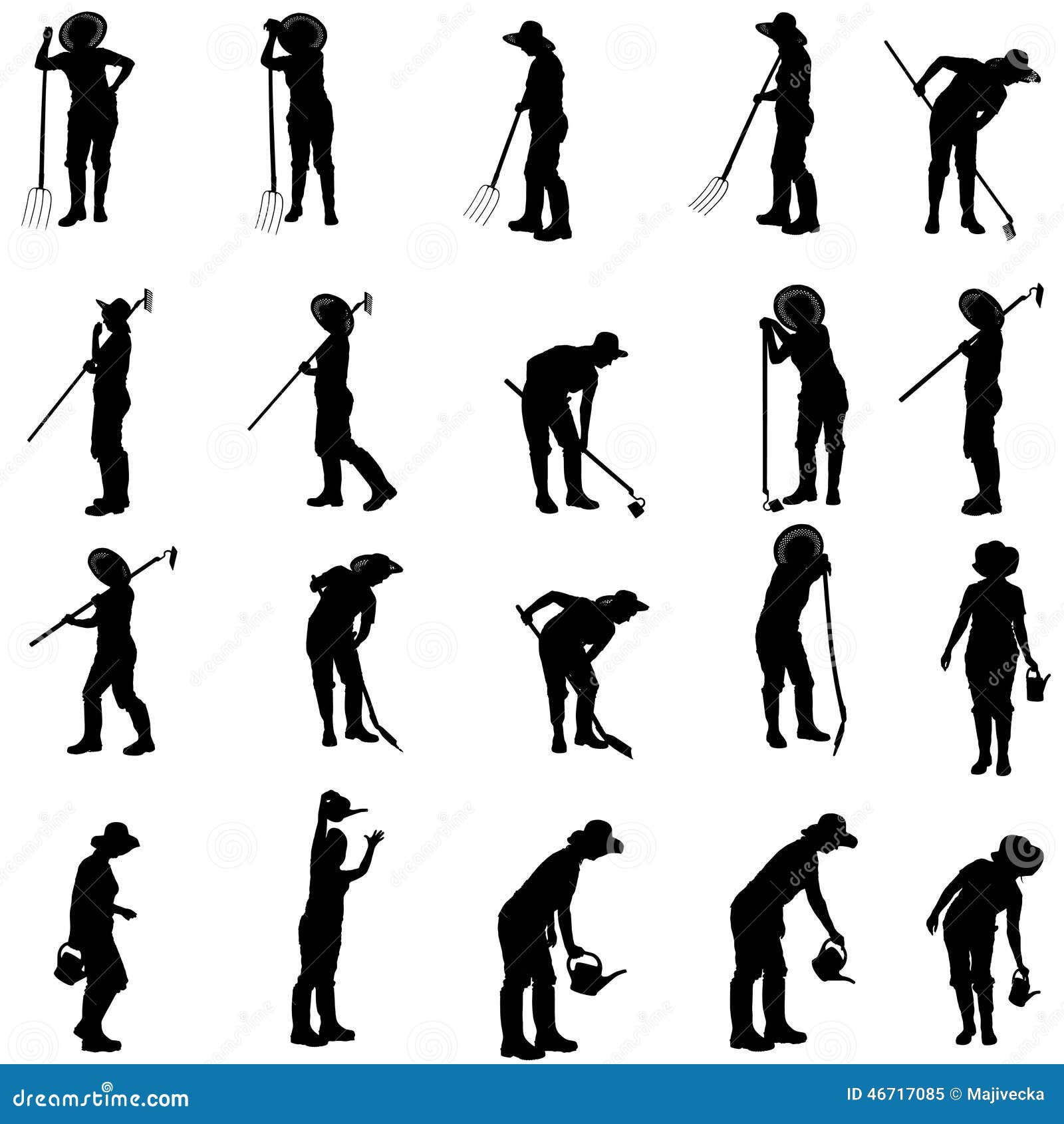 Vector Silhouette of a Gardener. Stock Vector Illustration of