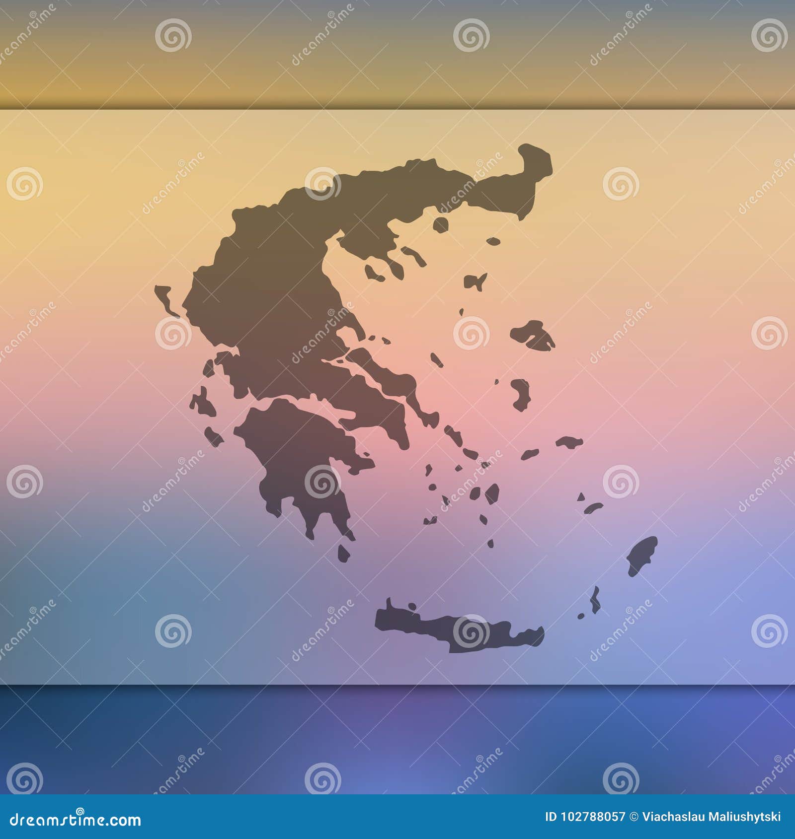 Vector Silhouette of Greece. Blurred Background Stock Vector