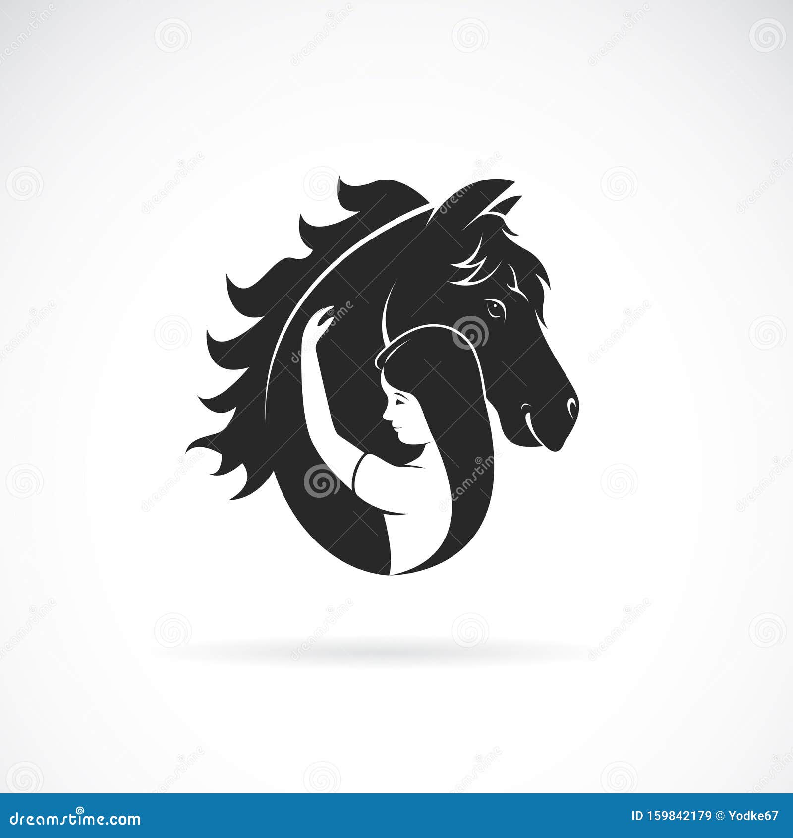 Download Vector Silhouette Of The Horse And Girl On White ...