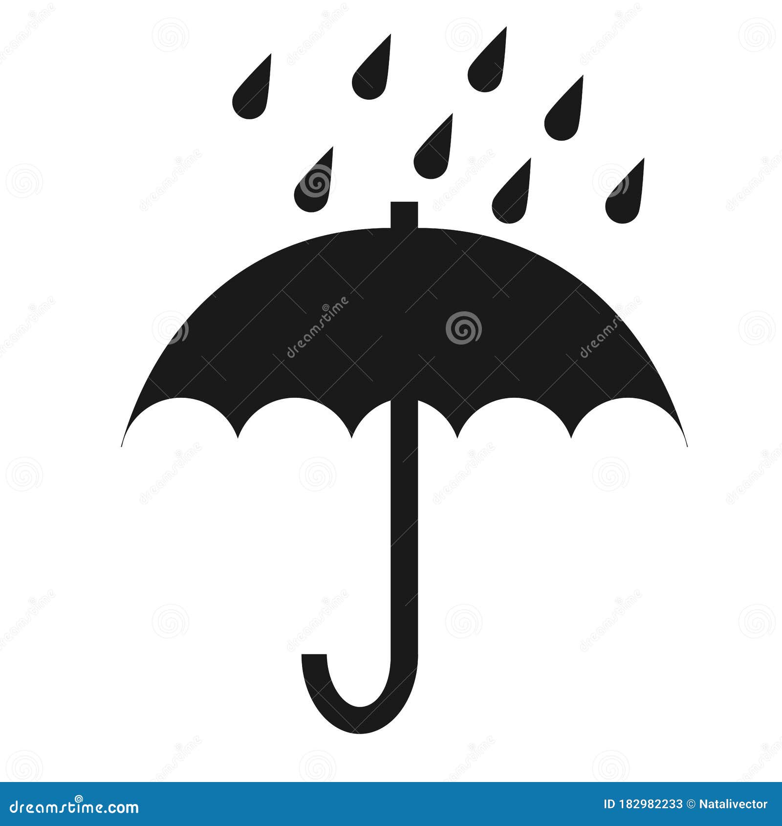 Vector Silhouette Umbrella Icon for Rain Stock Vector Illustration of