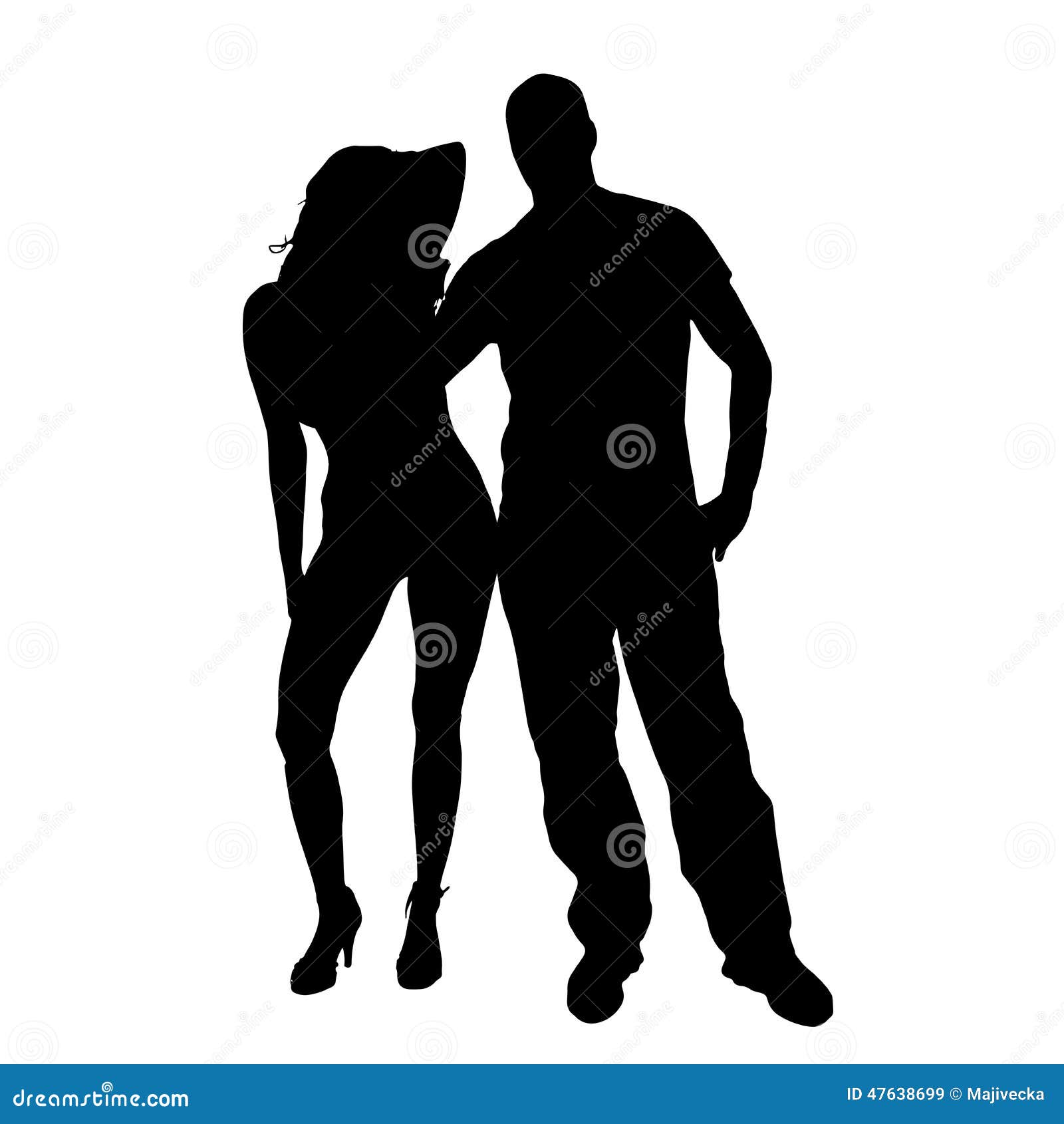 Vector Silhouette Of A Man With A Woman Stock Vector