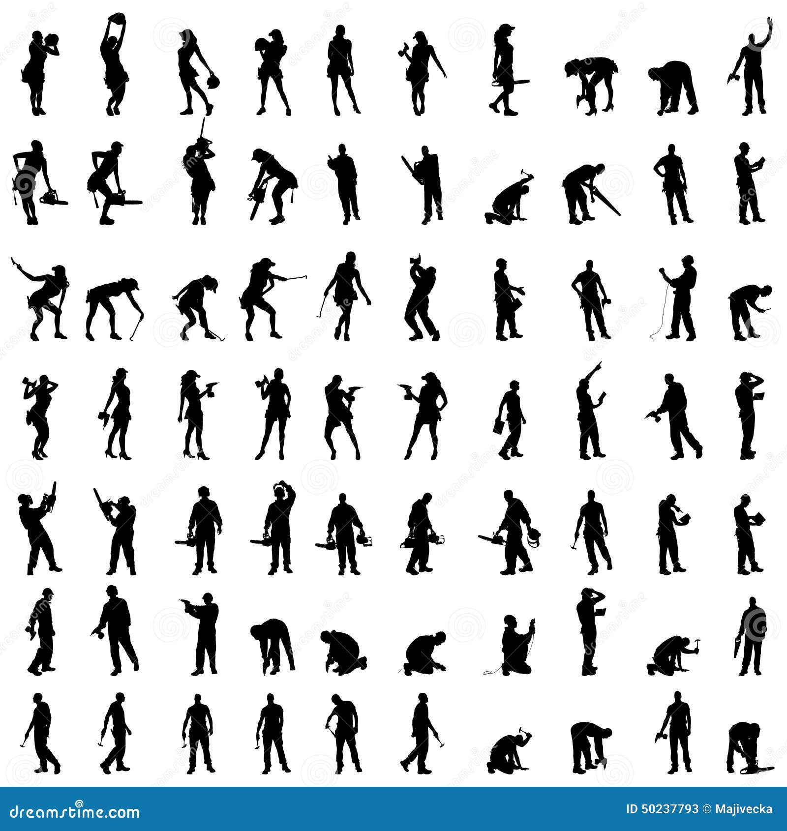 Vector Silhouette People Playing
