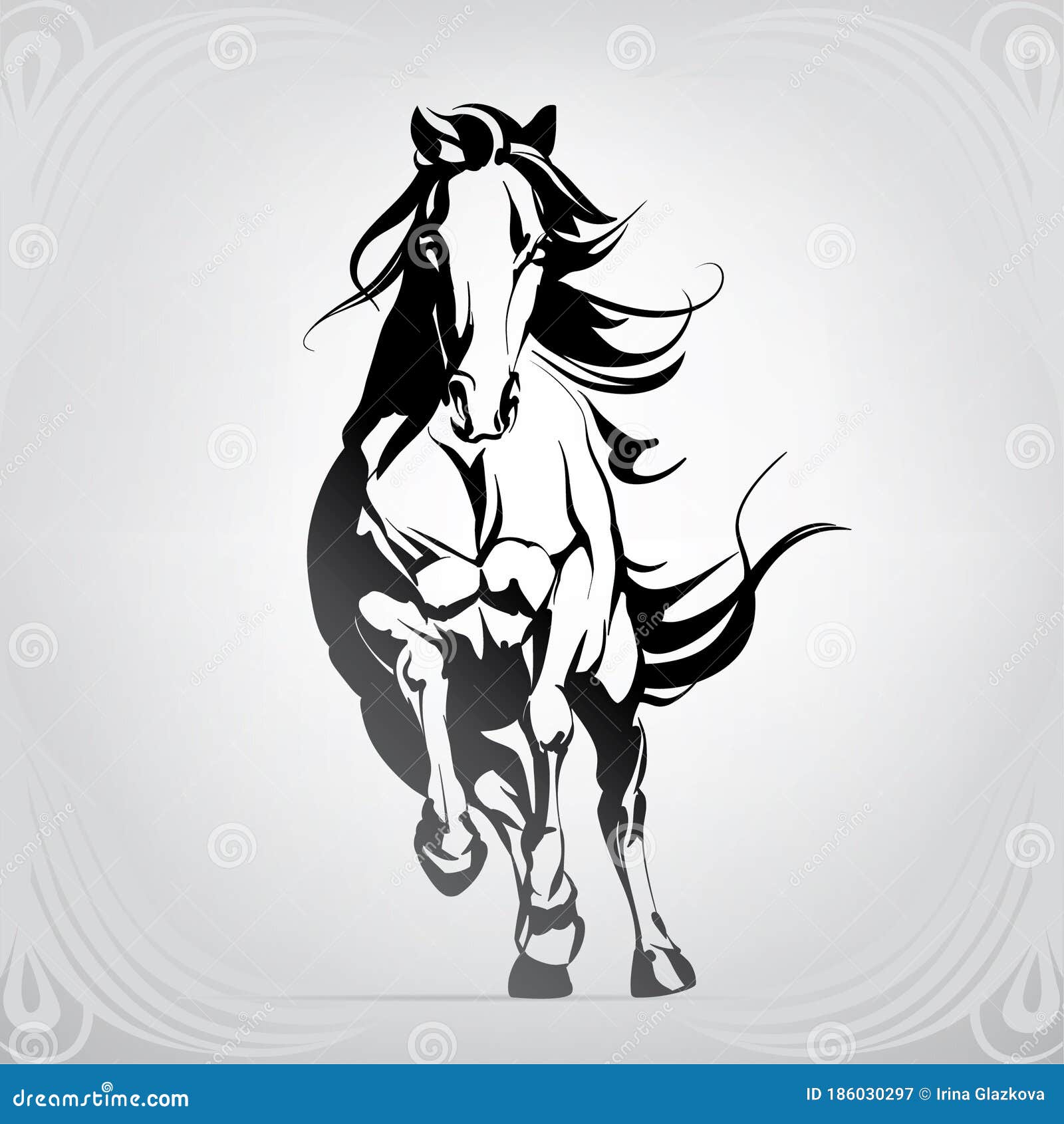Vector Silhouette of a Running Horse. Vector Illustration Stock Vector