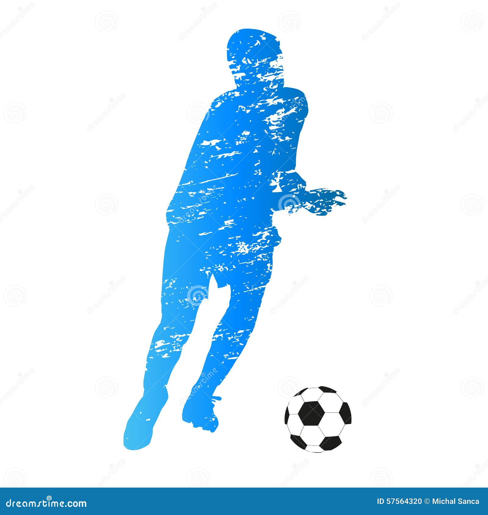 Vector Silhouette of Running Soccer Player Stock Vector - Illustration