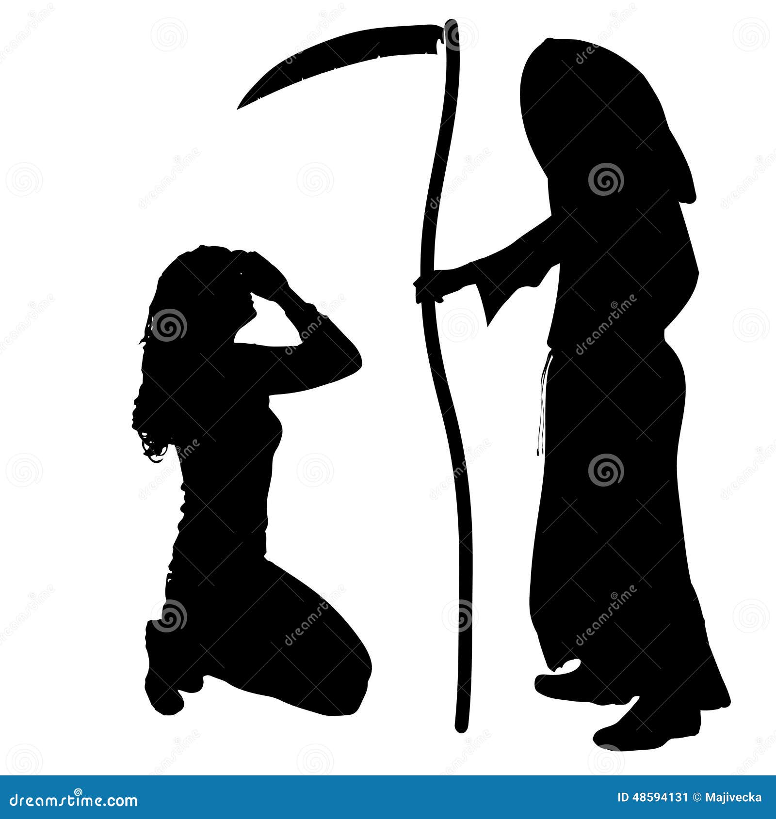 Vector Silhouette of a Woman with the Grim Reaper. Stock Vector -  Illustration of reaper, obtest: 48594131, image size:1600x1690
