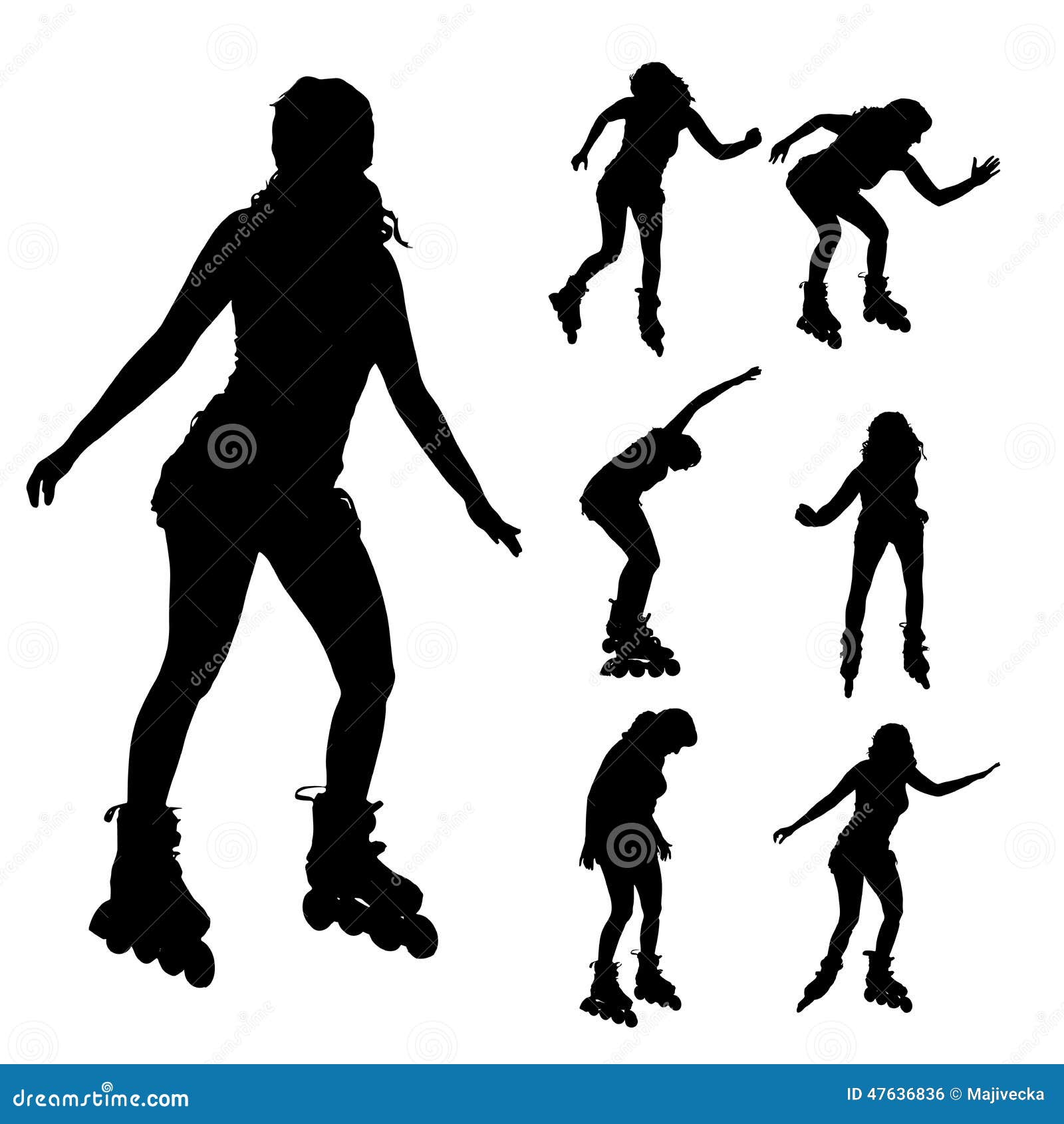 Rollerskating Silhouette RoyaltyFree Stock Photography CartoonDealer