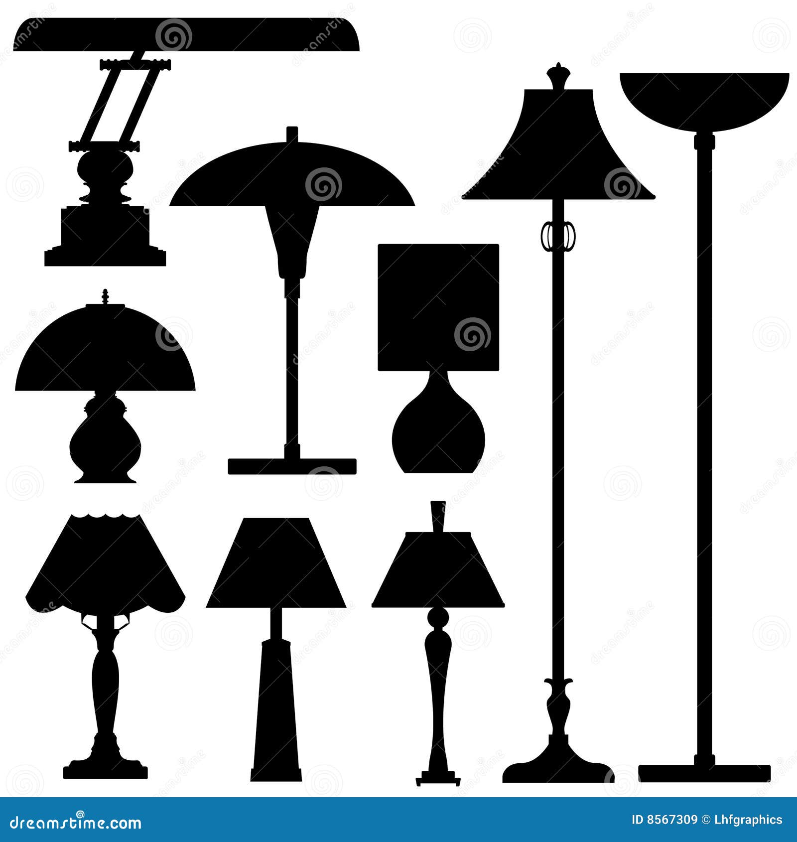 Vector Silhouettes Of Lamps And Lighting Royalty Free Stock Images